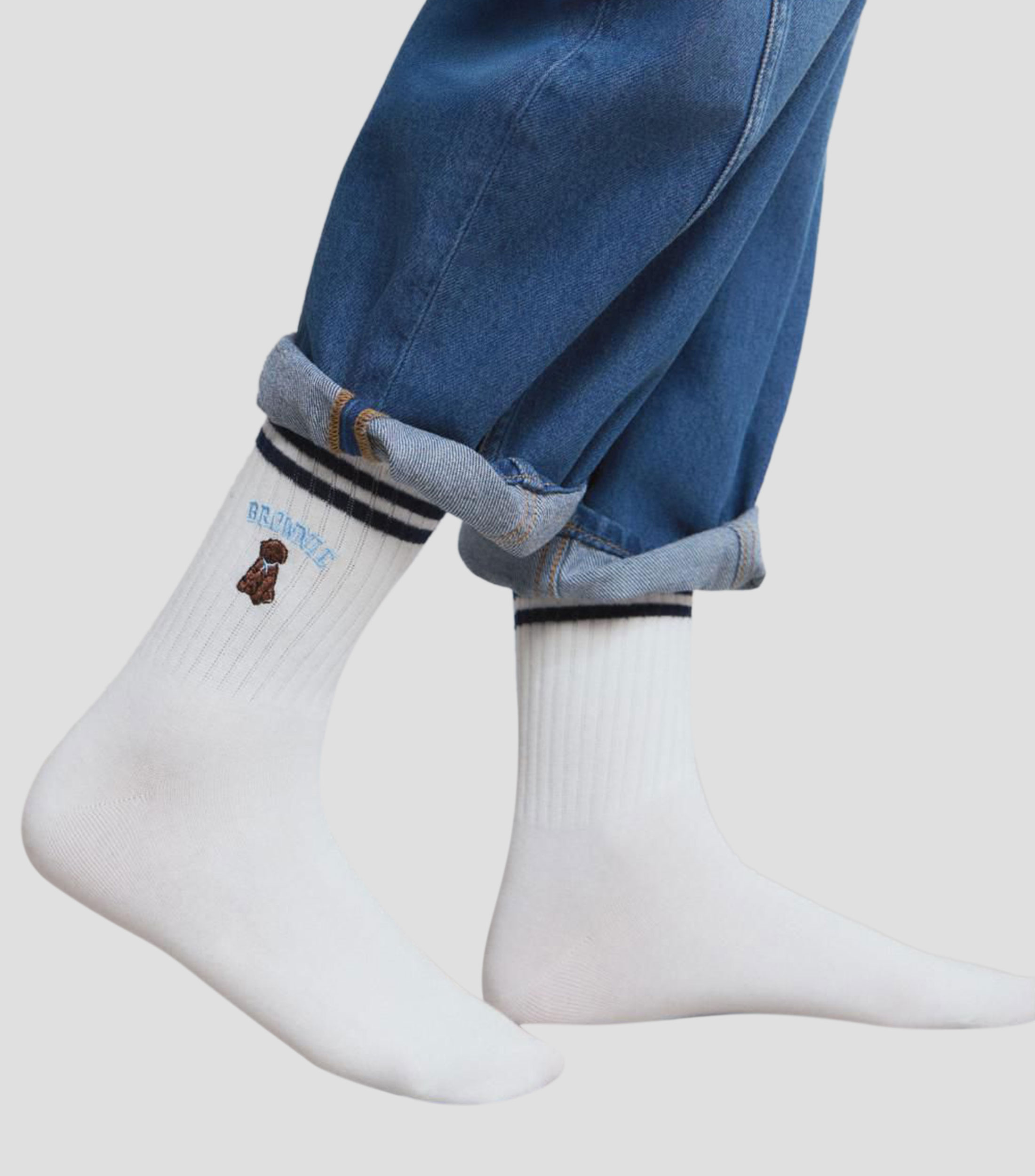 Calcetín crew bordado Mujer