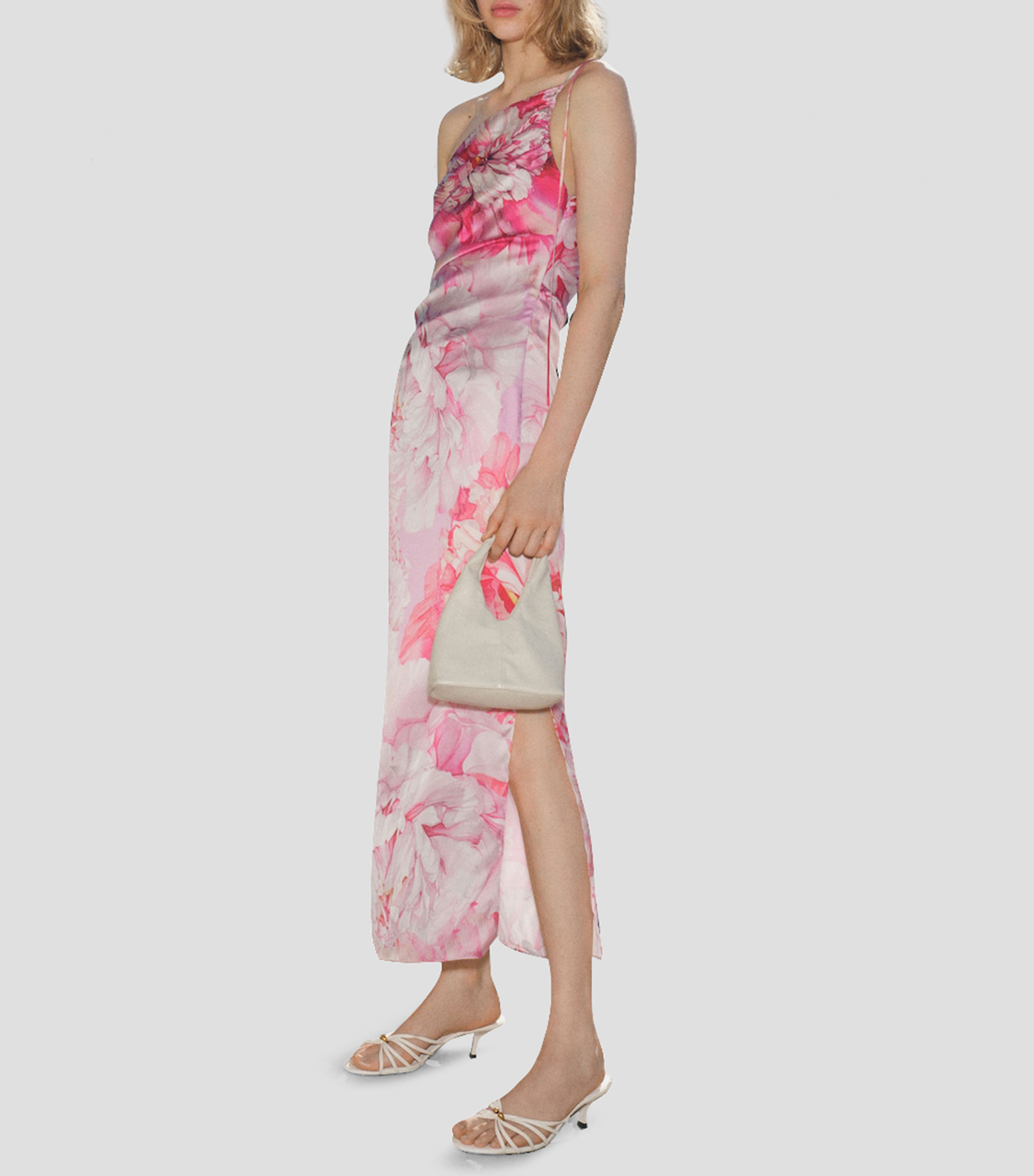 Vestido de fiesta largo con flores Mujer