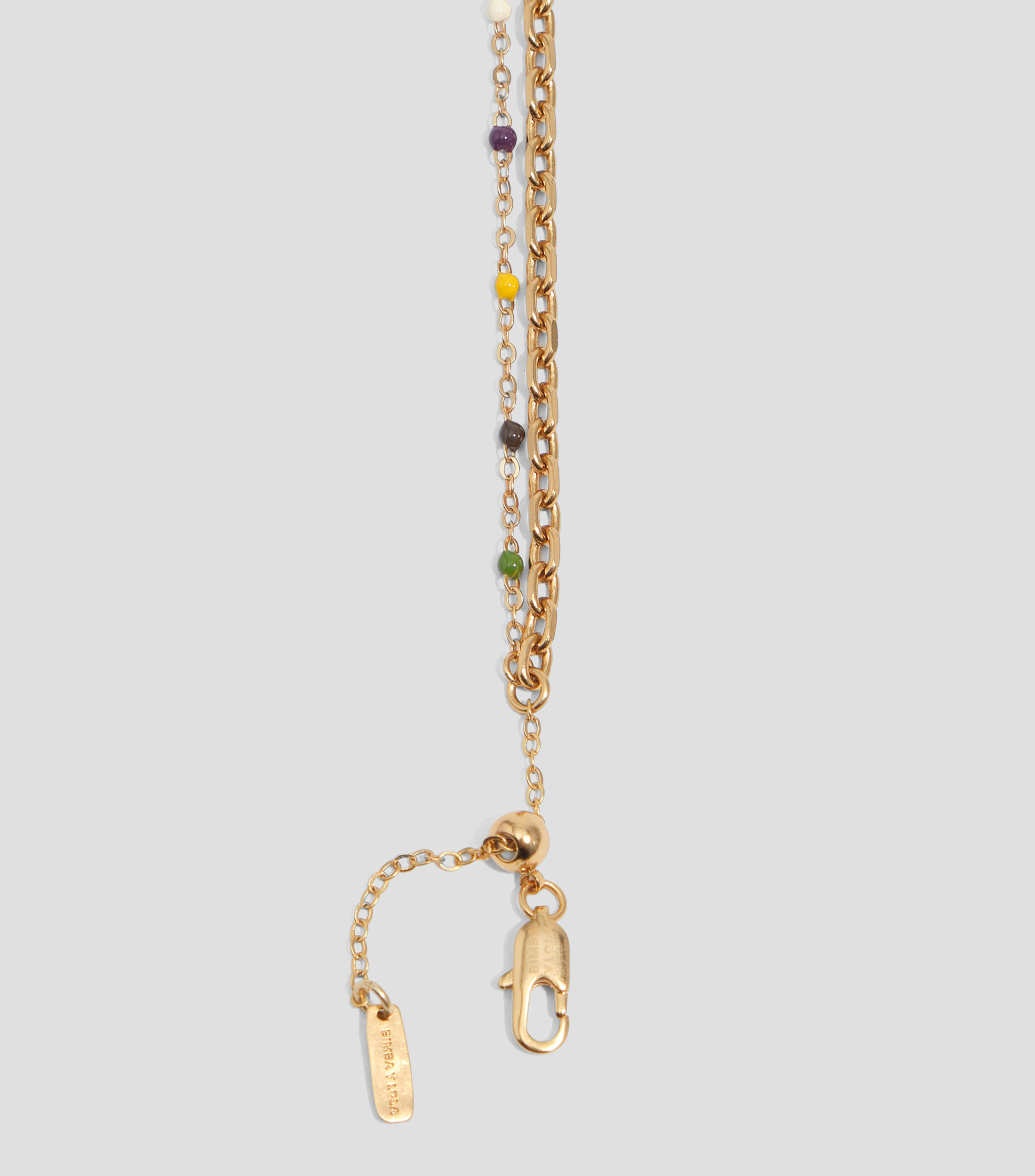 Collar doble cadena y piedras multicolor Mujer