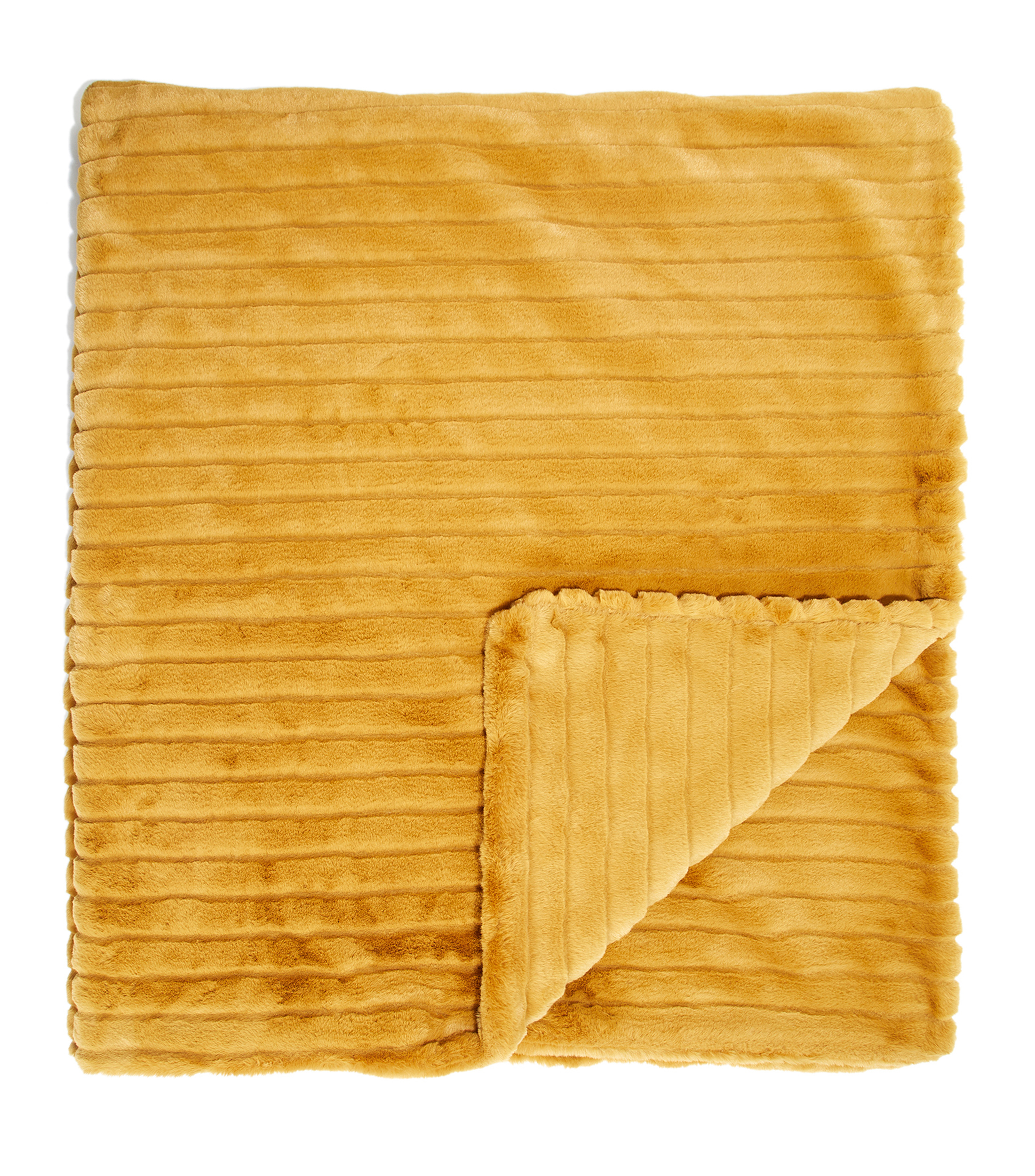 FRAZADA STRIPE FUR MOSTAZA