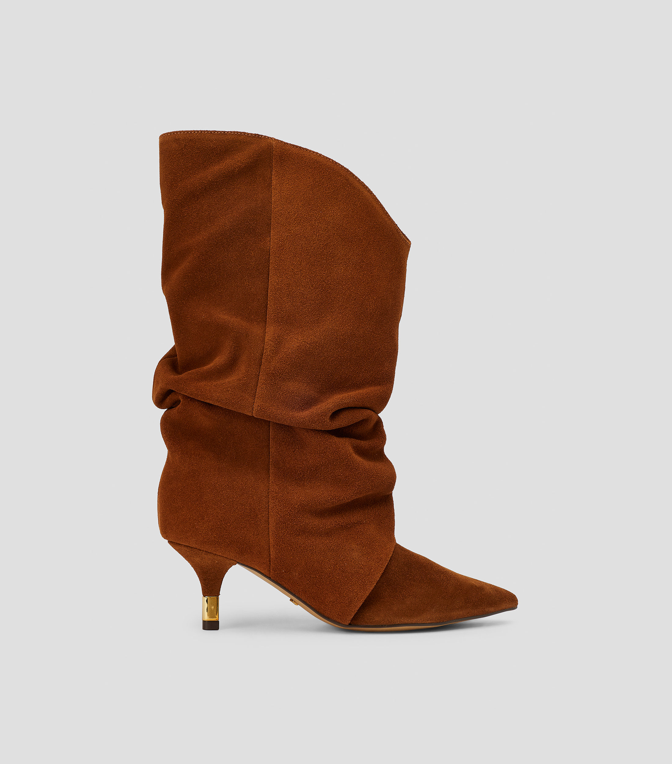 Botas medias de tacón bajo delgado en piel Mujer