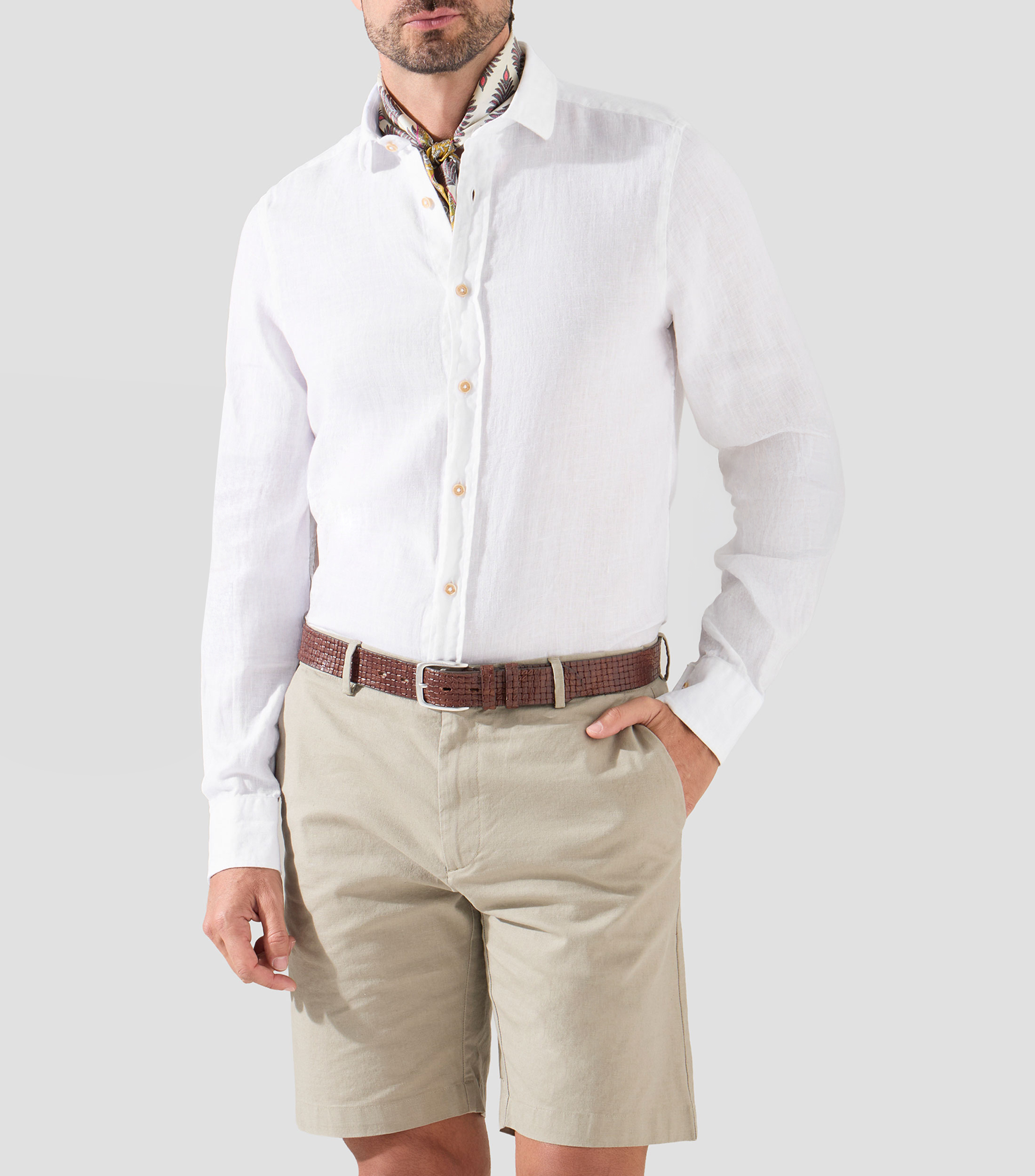 Camisa lisa manga larga Hombre