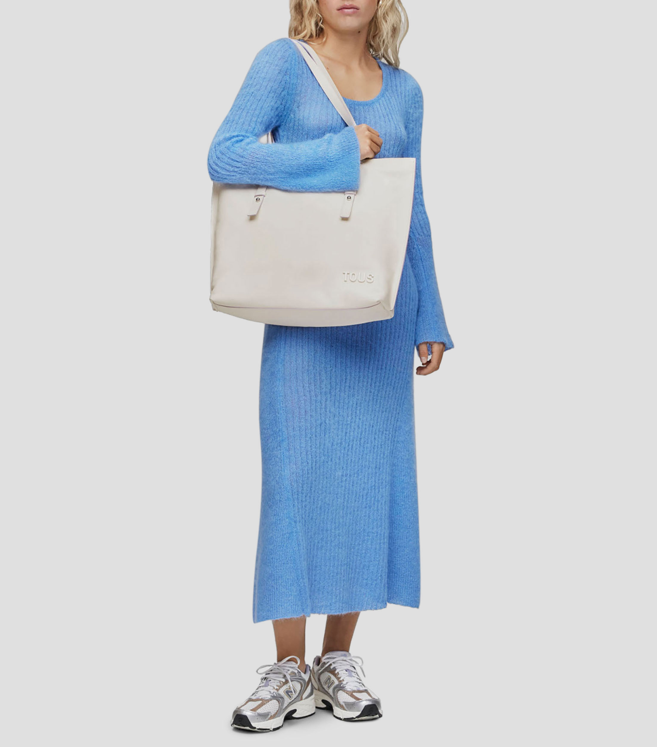 Bolso tote grande en piel beige Candy Mujer