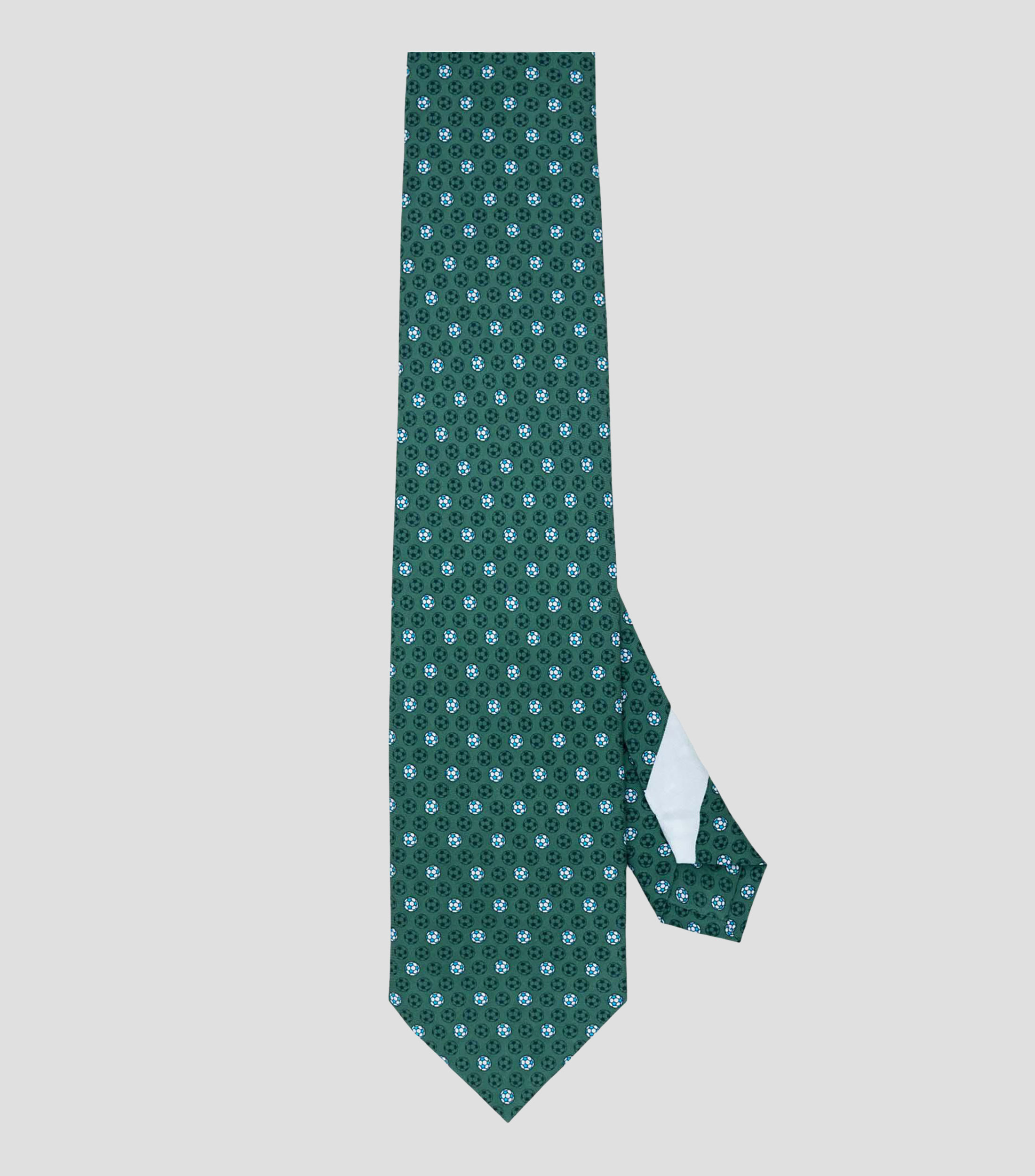 Corbata ancha de seda verde estampada