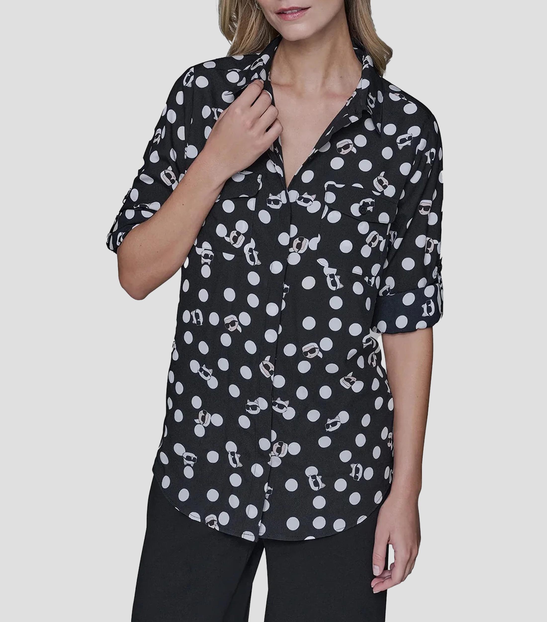 Camisa estampada manga larga Mujer