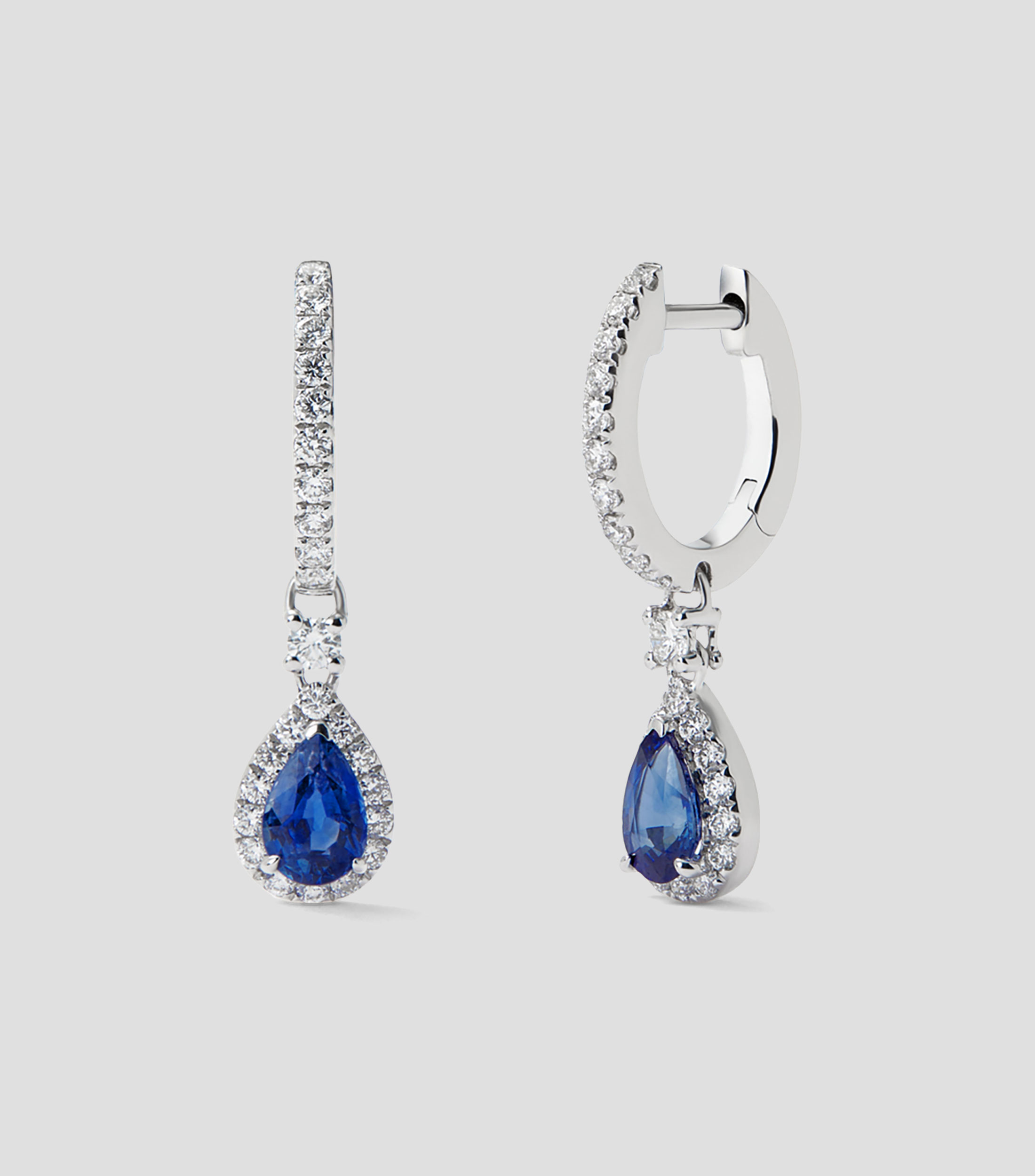Pendientes en oro blanco de 18 kilates con zafiros Big-Three Mujer