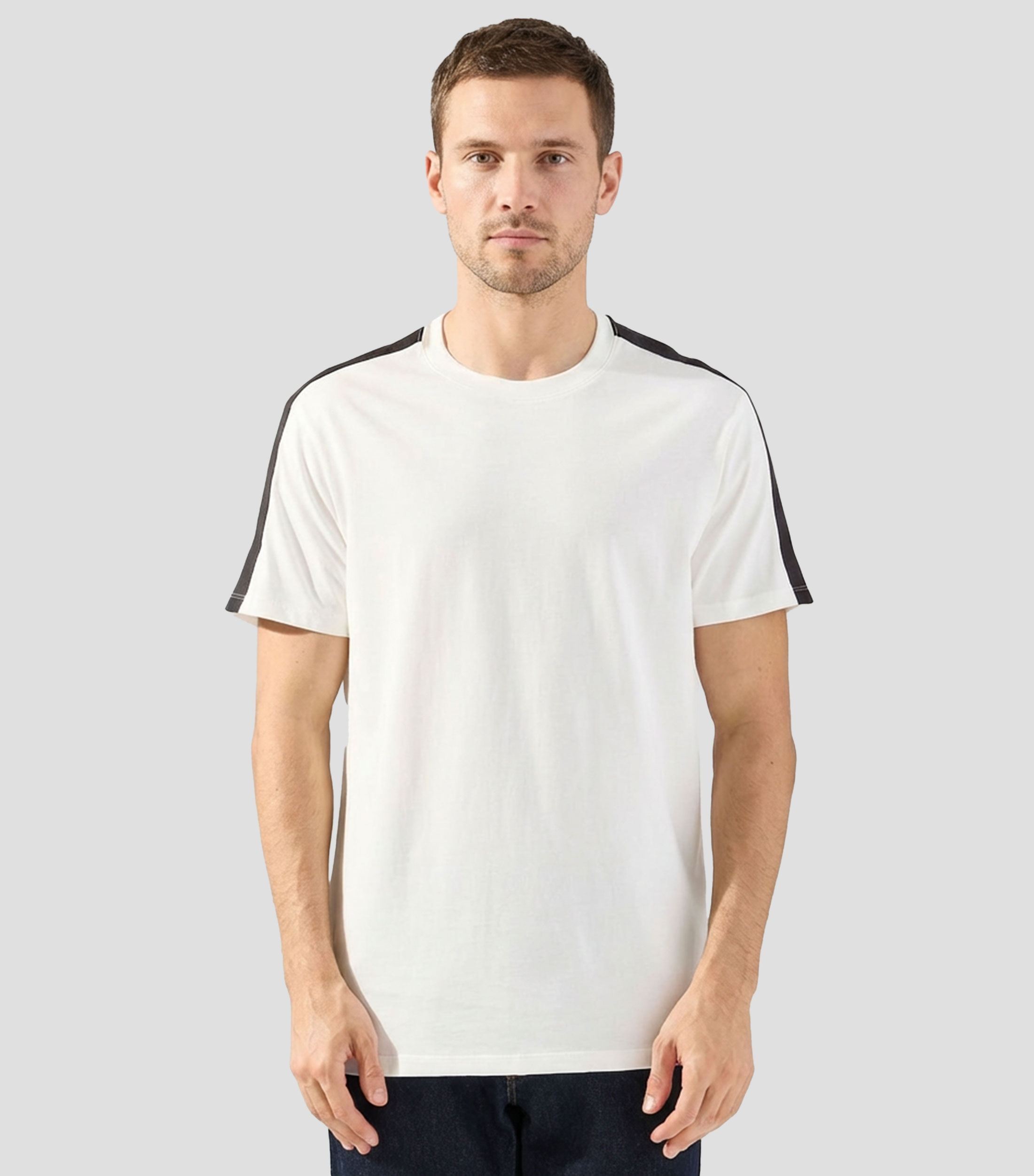 Playera cuello redondo de manga corta con franjas Hombre