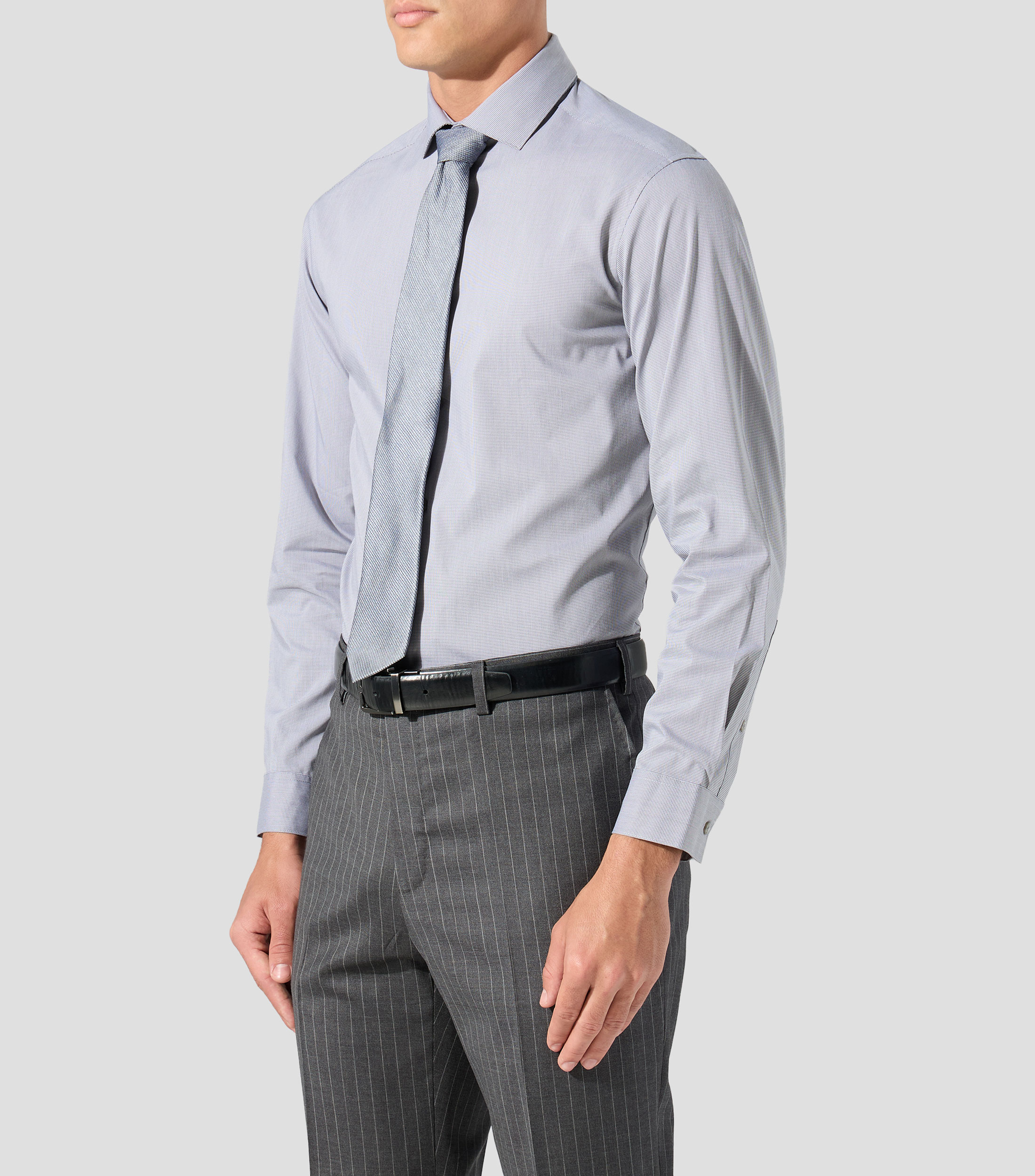 Camisa con microdiseño manga larga Hombre