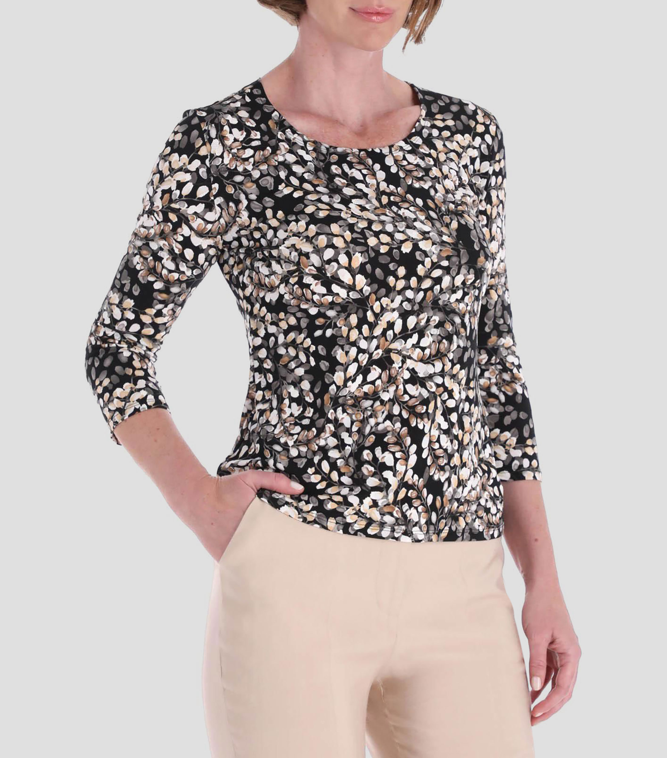 Blusa estampada manga 3/4 Mujer