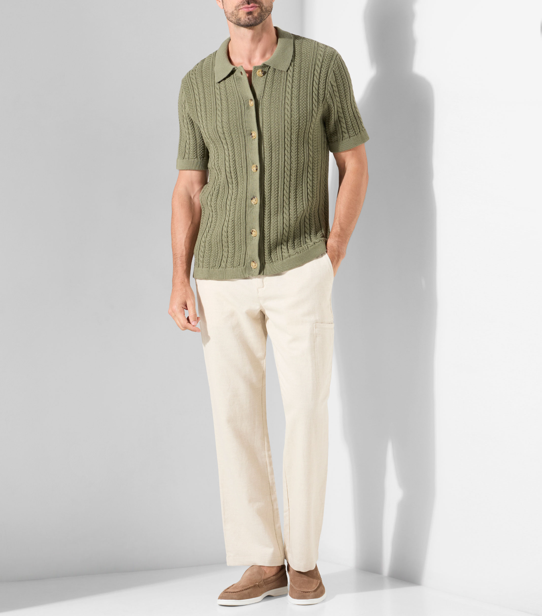 Camisa lisa manga corta lisa Hombre