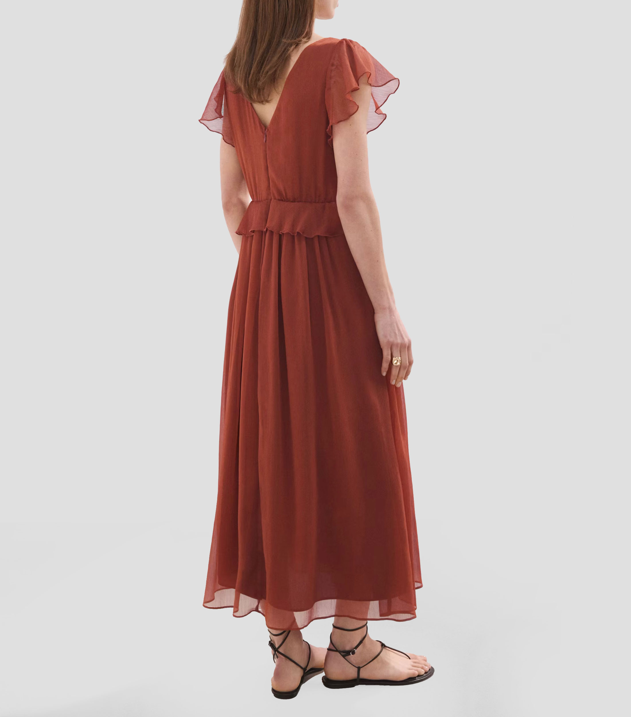 Vestido largo liso Mujer