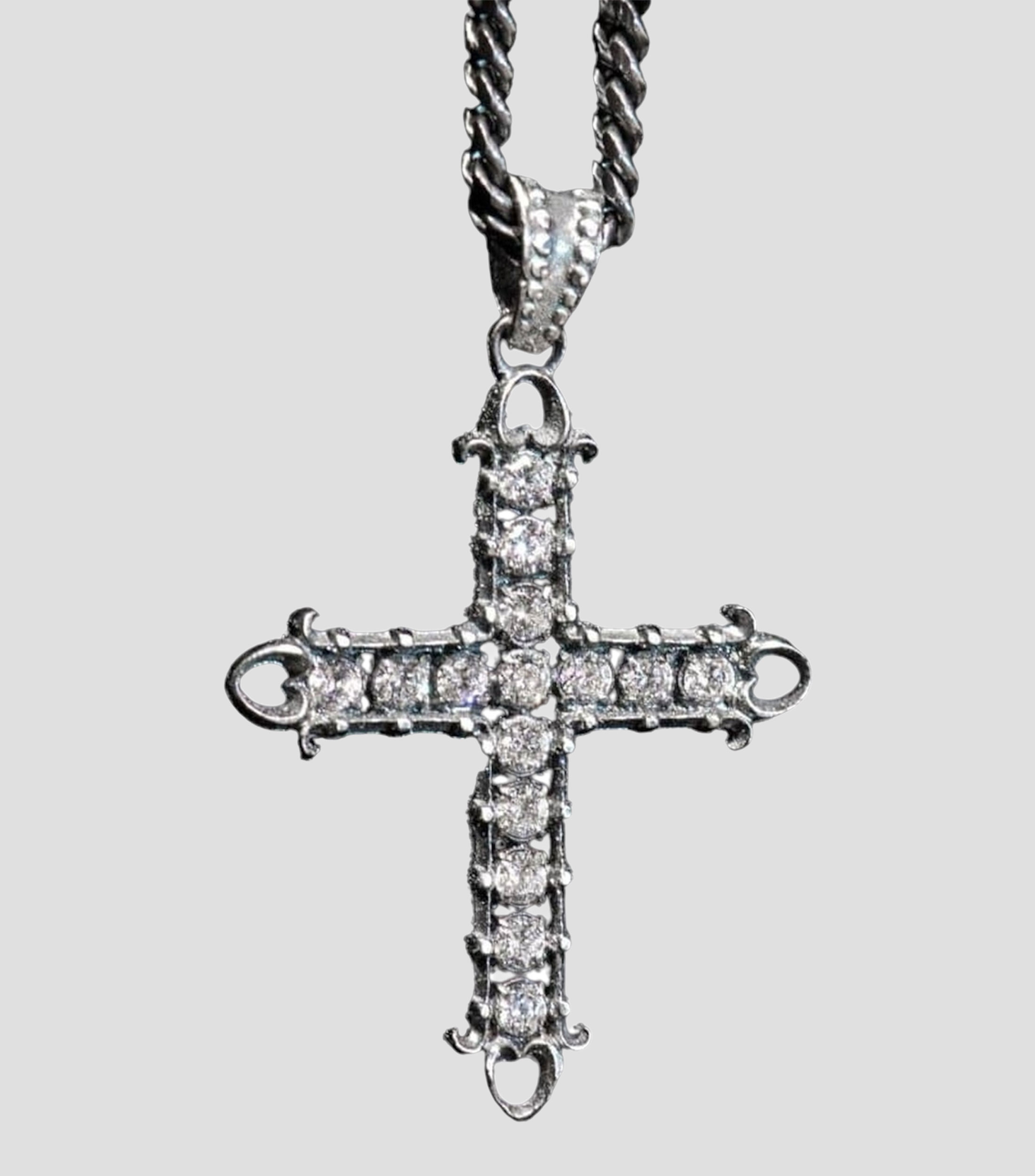 Dije de cruz en Plata .925 Heart Cross con zirconia Unisex