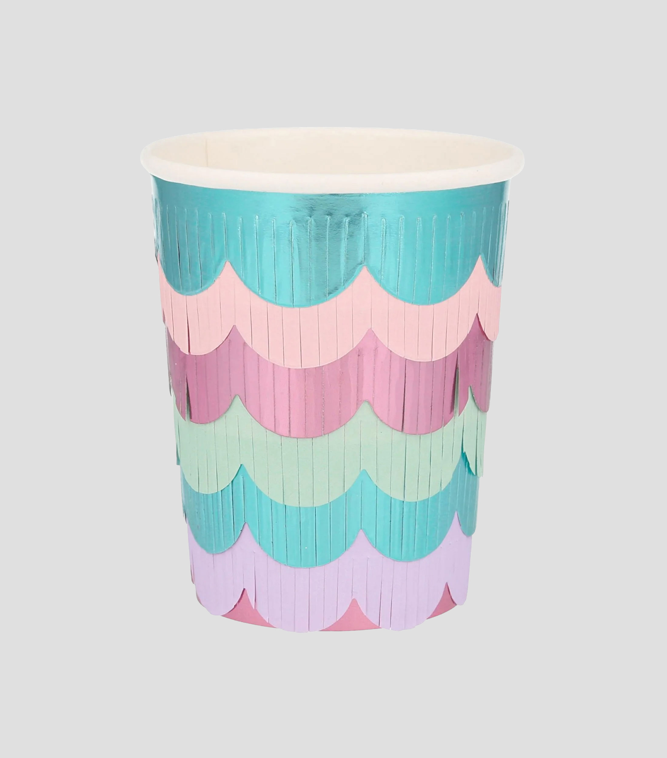 Set 8 vasos de papel Mermaid Scalloped Fringe