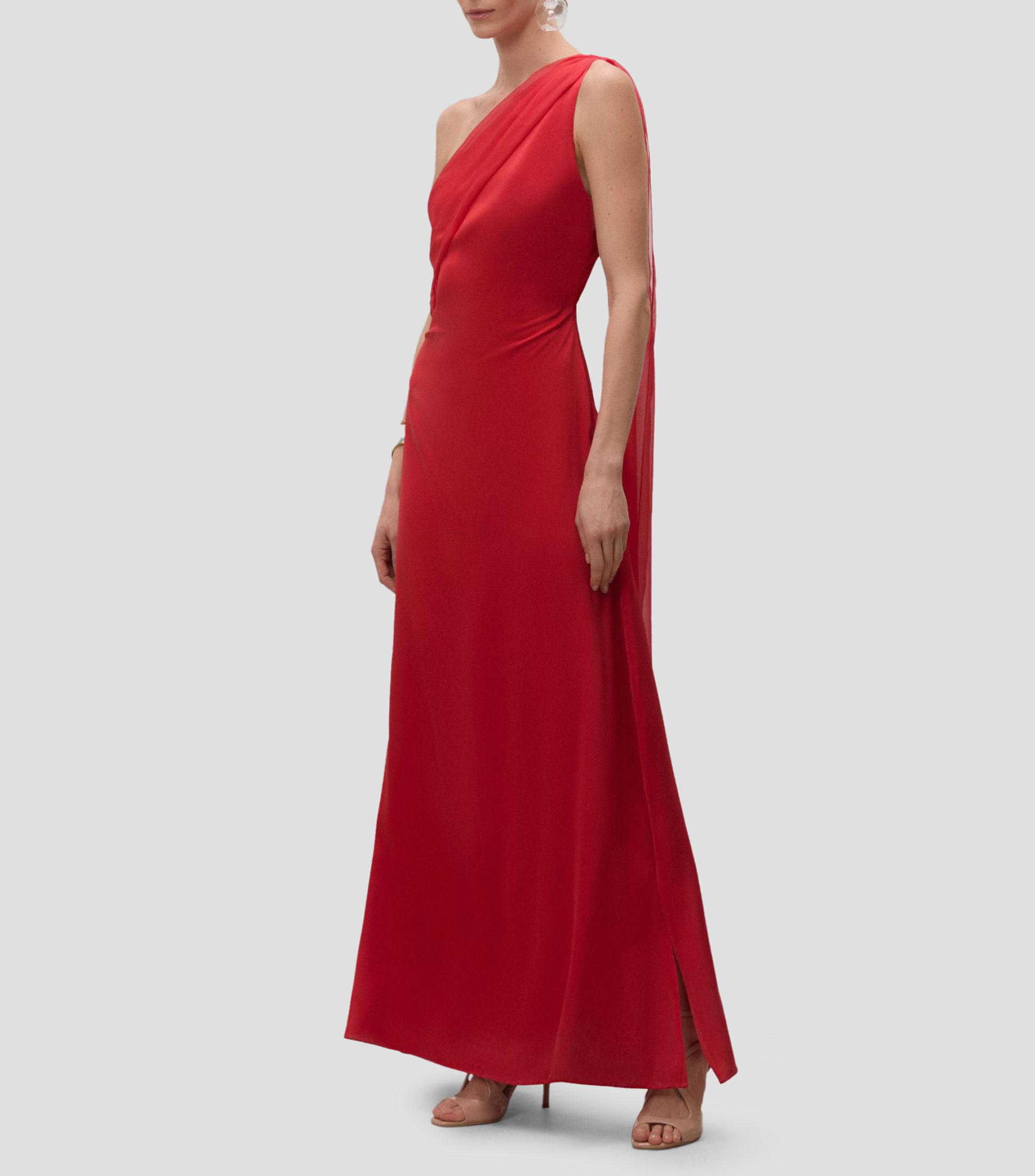 Vestido de fiesta largo liso sin mangas Mujer