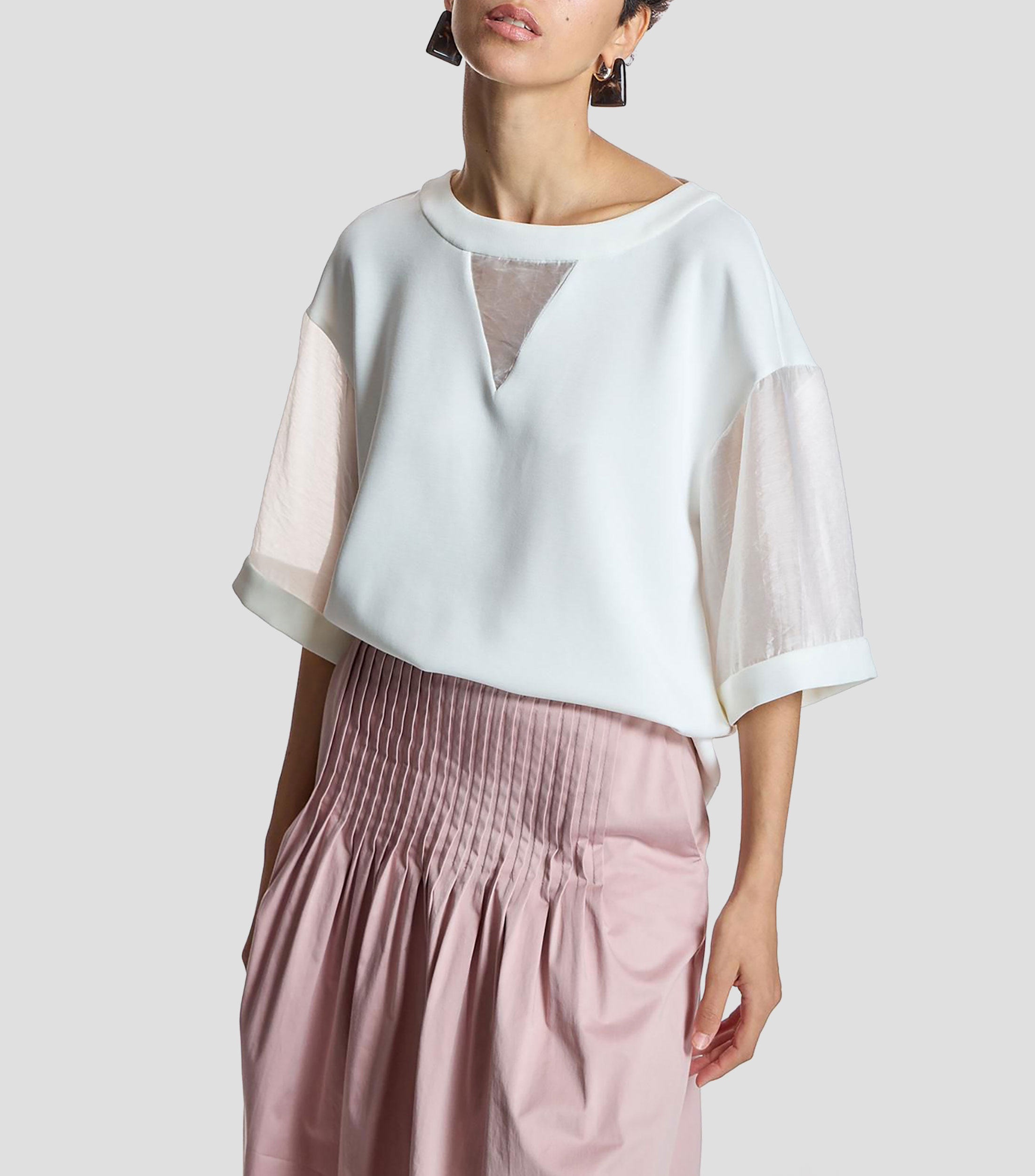 Blusa lisa manga 3/4 Mujer