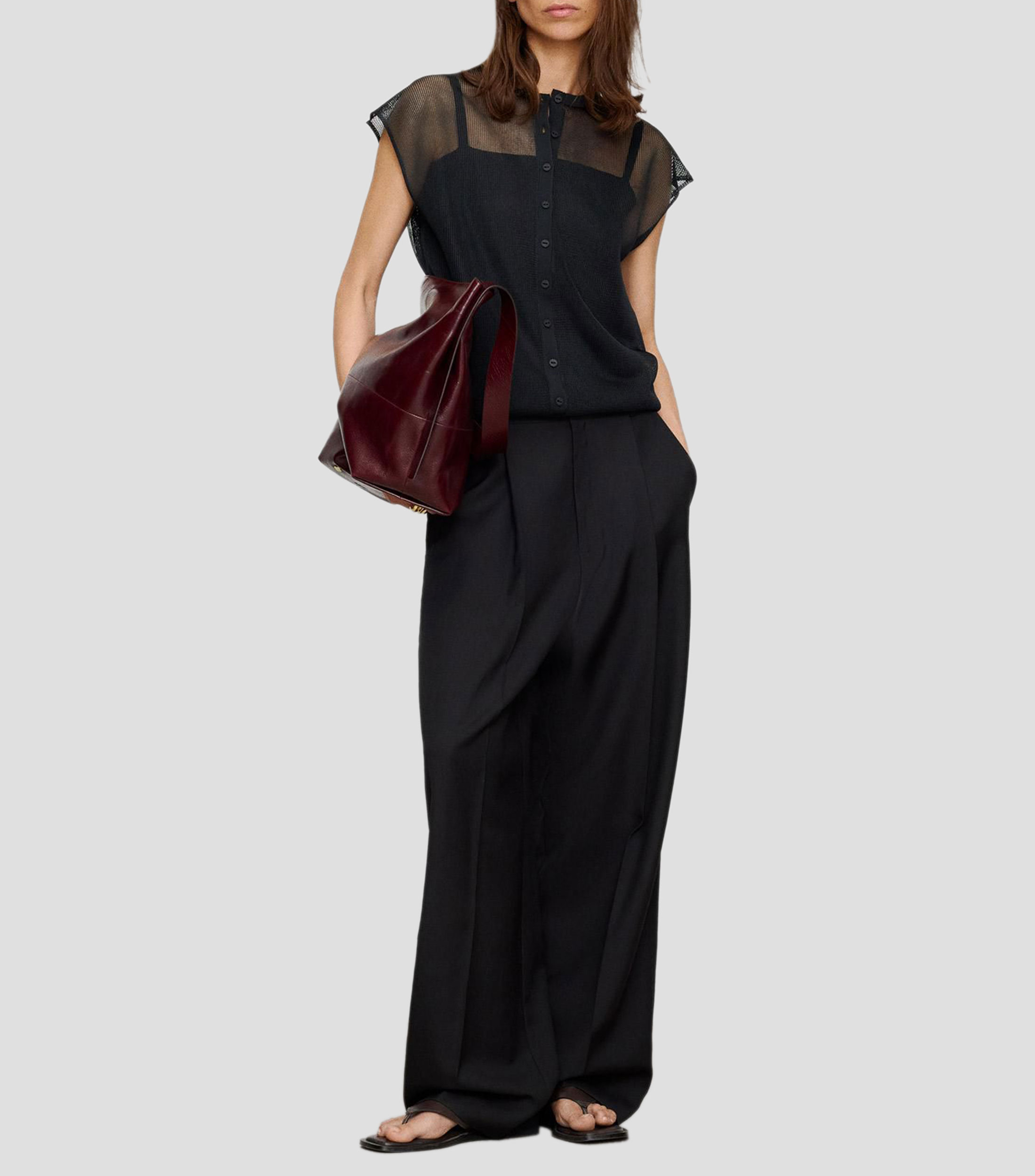Blusa lisa manga sisa Mujer