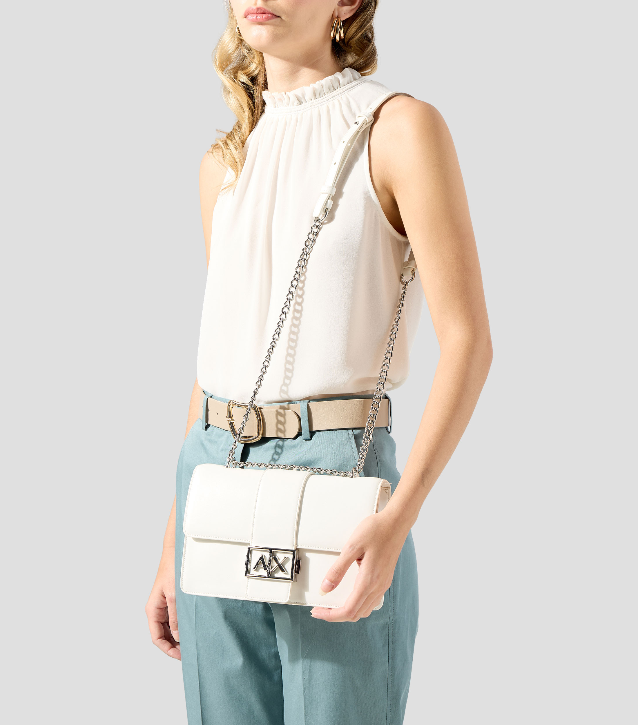 Bolsa crossbody blanca lisa Mujer