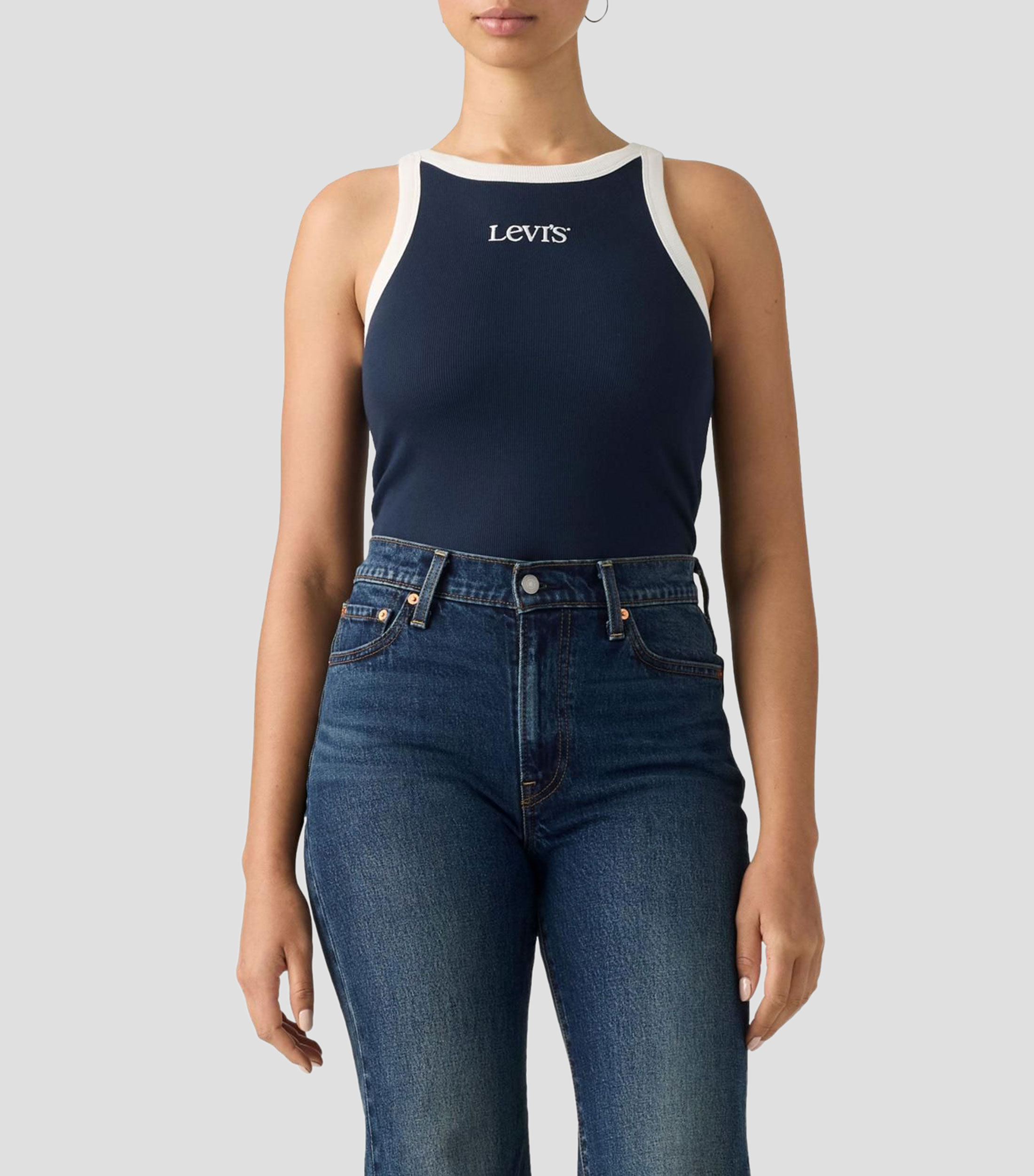 Playera cuello redondo sin mangas sólido Mujer