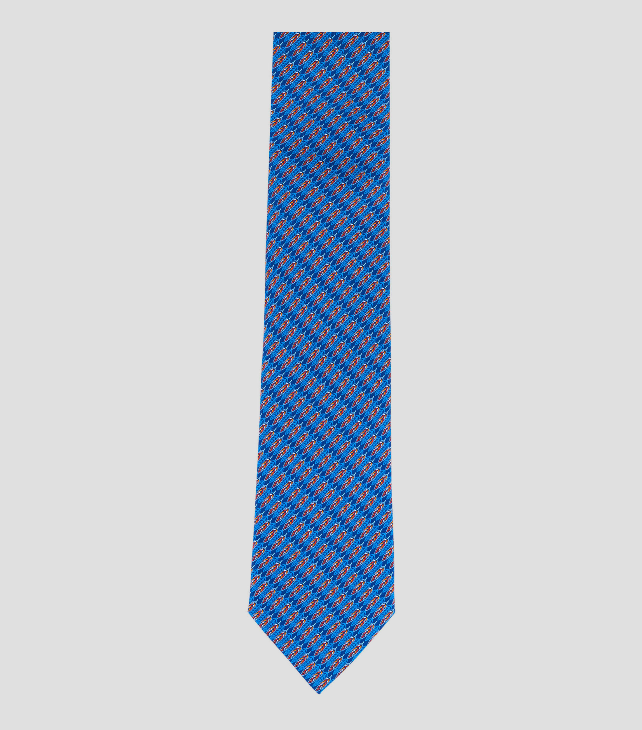 Corbata ancha de seda bicolor con plumas