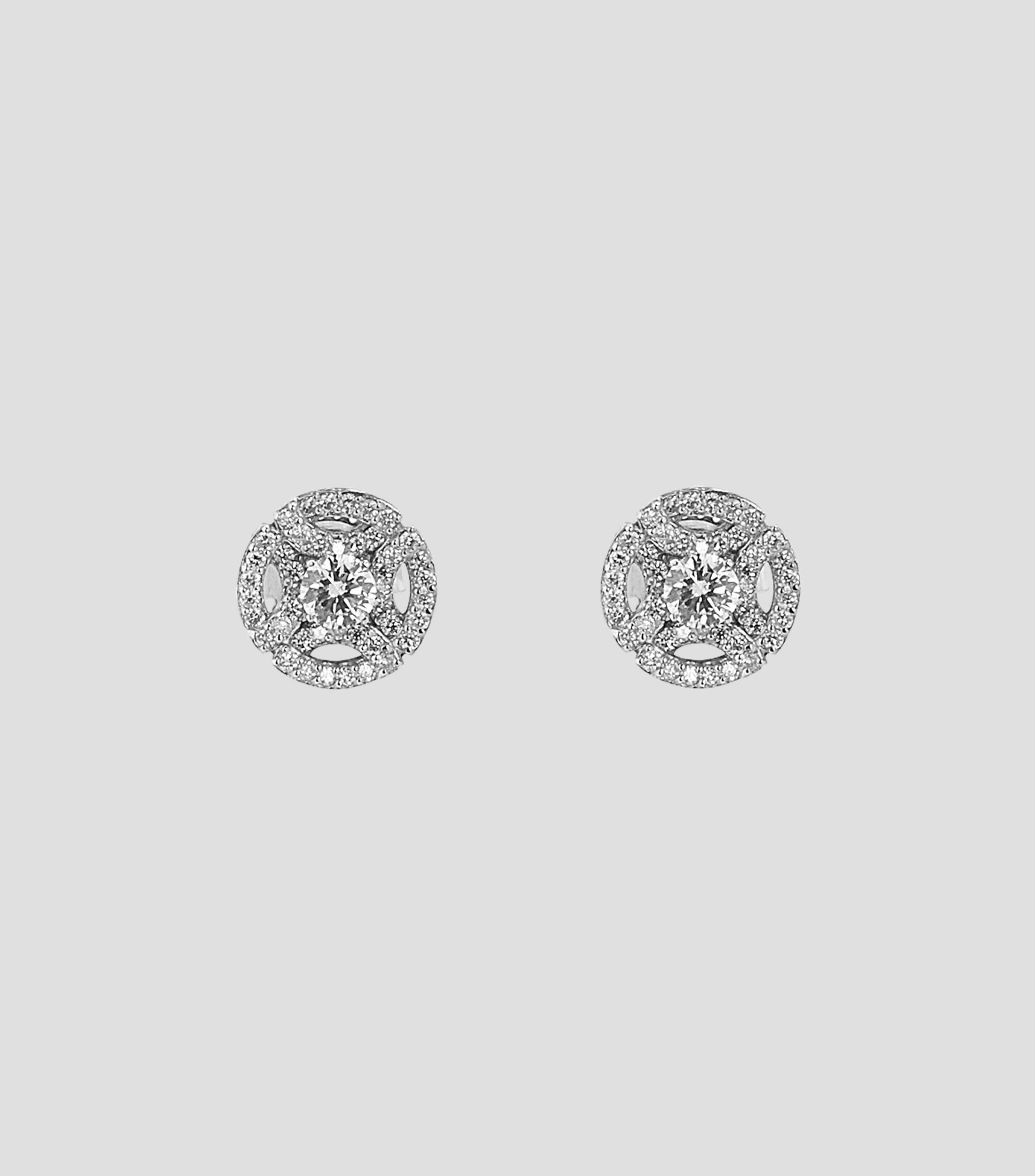 Aretes en oro blanco de 14 Kts Mujer