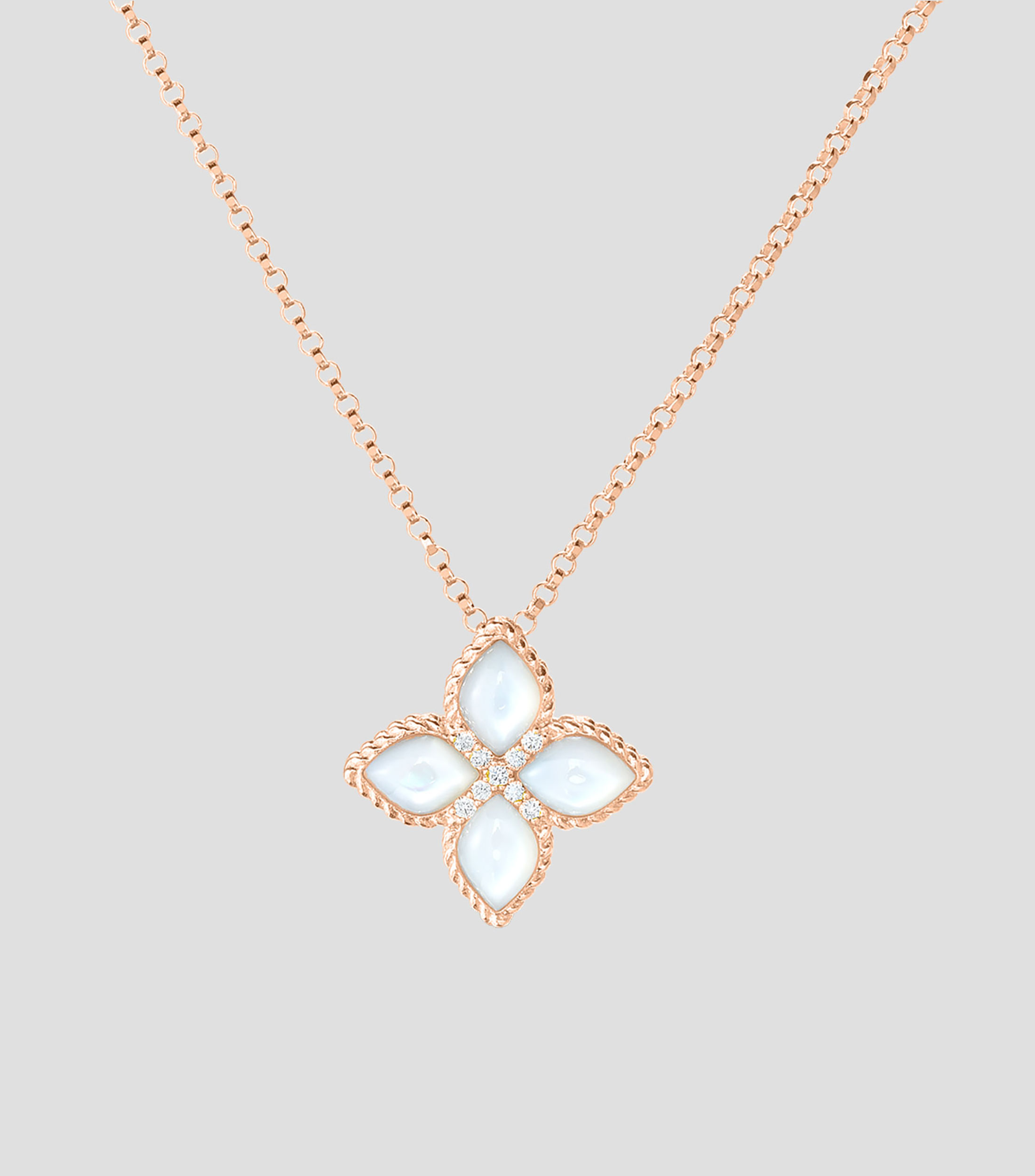 Collar en oro rosa de 18 kilates con diamantes Mother Of Pearl Mujer