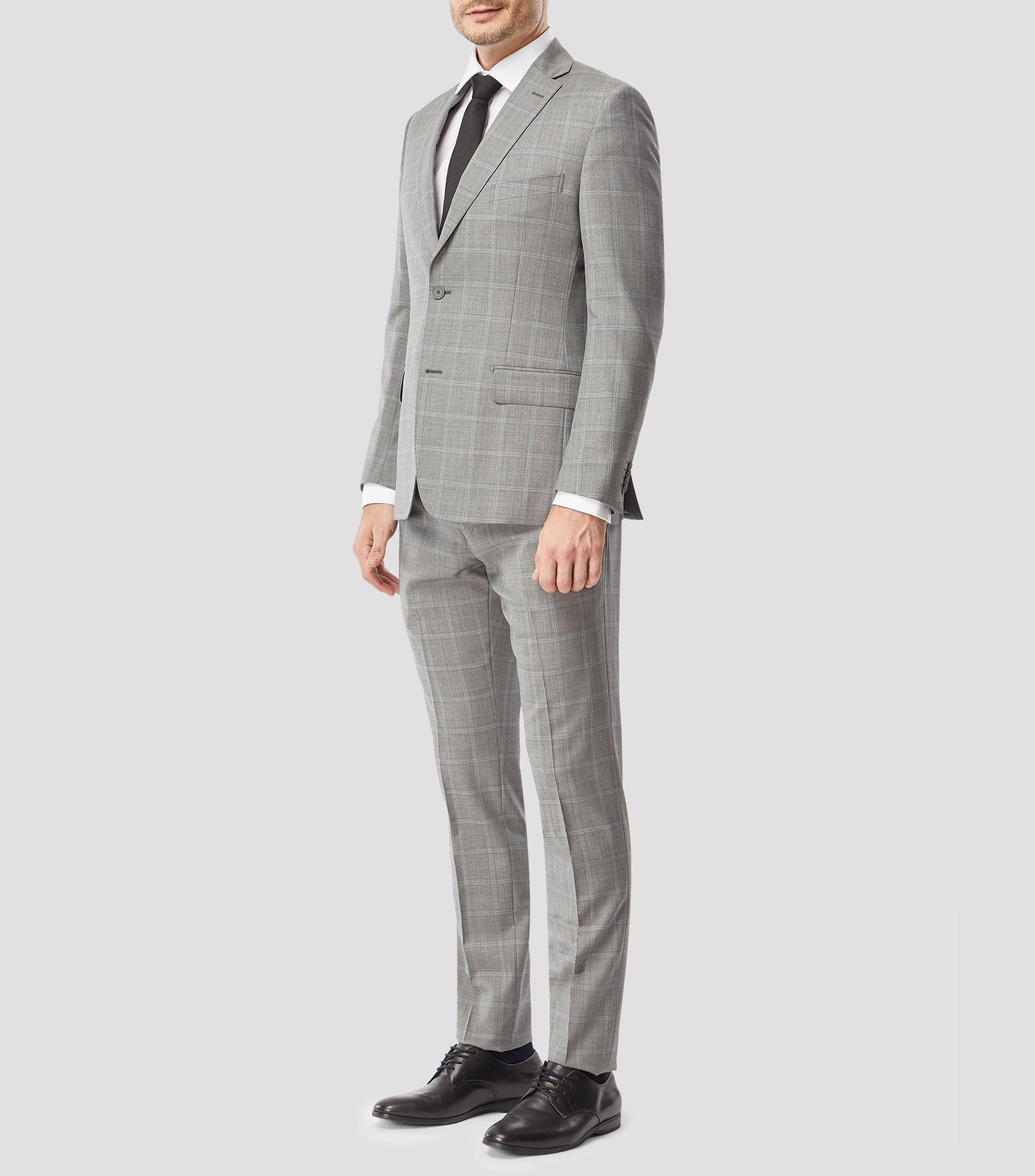 Traje de lana corte regular con cuadros Hombre