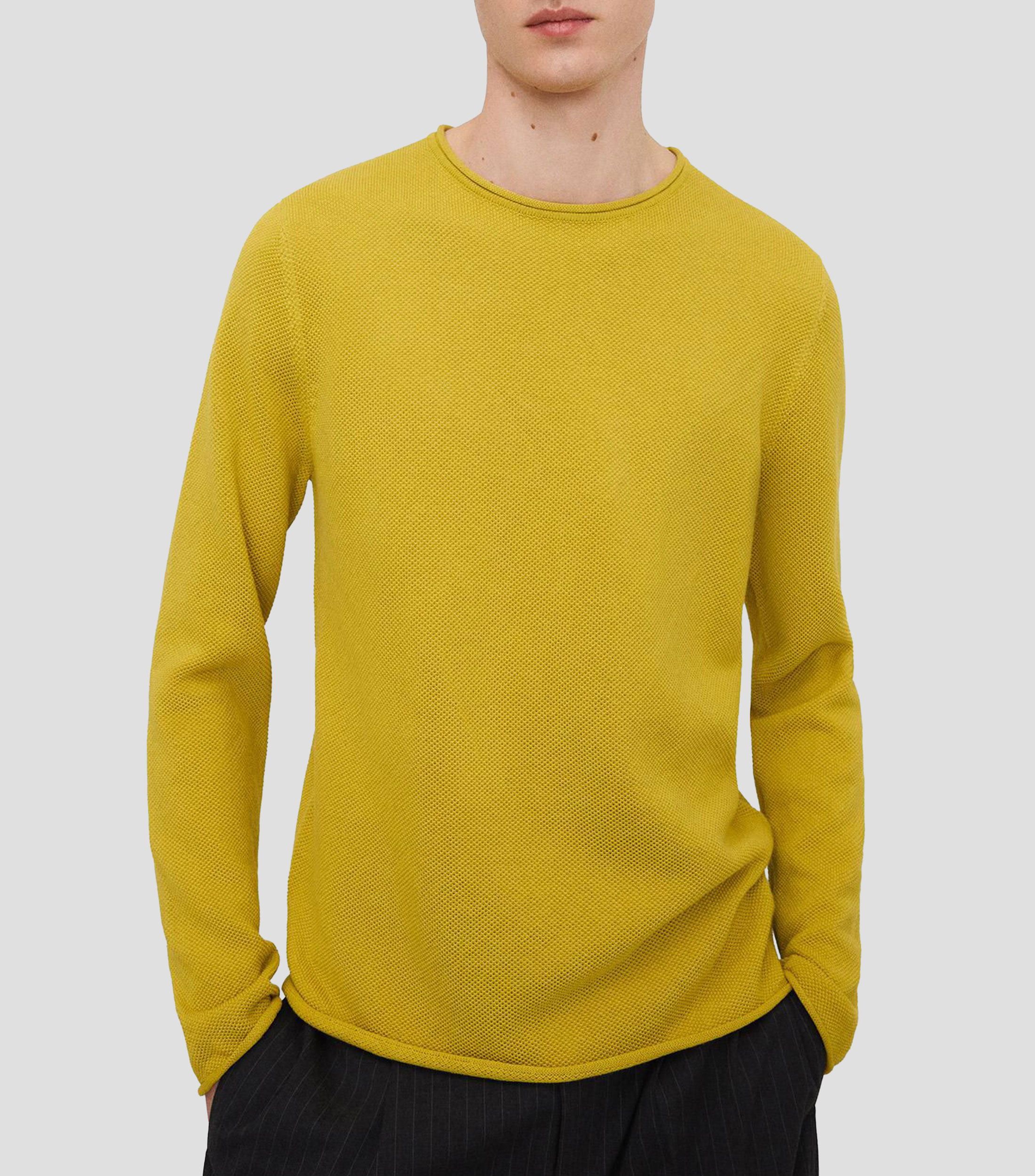 Playera cuello redondo manga larga lisa Hombre