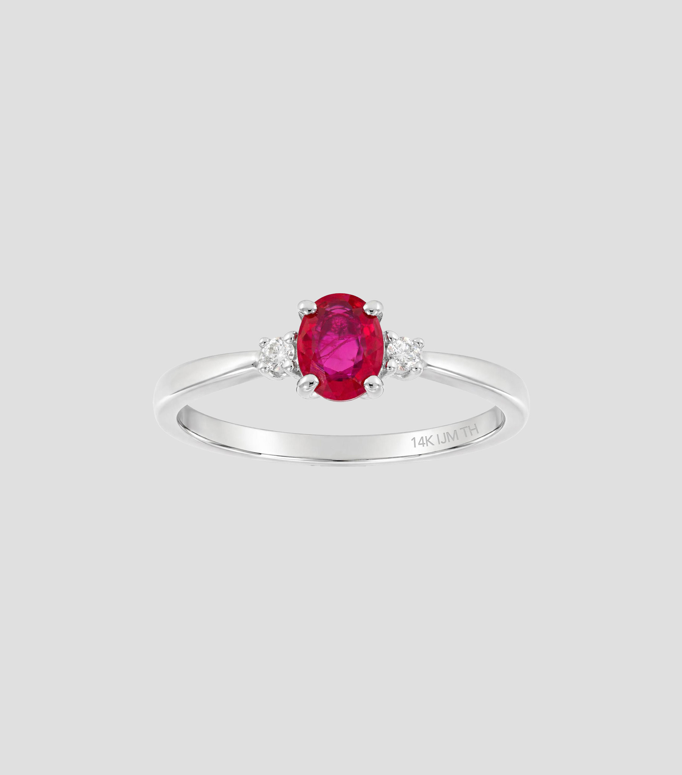 Anillo en Oro blanco de 14 Kilates con rubí y diamantes Mujer