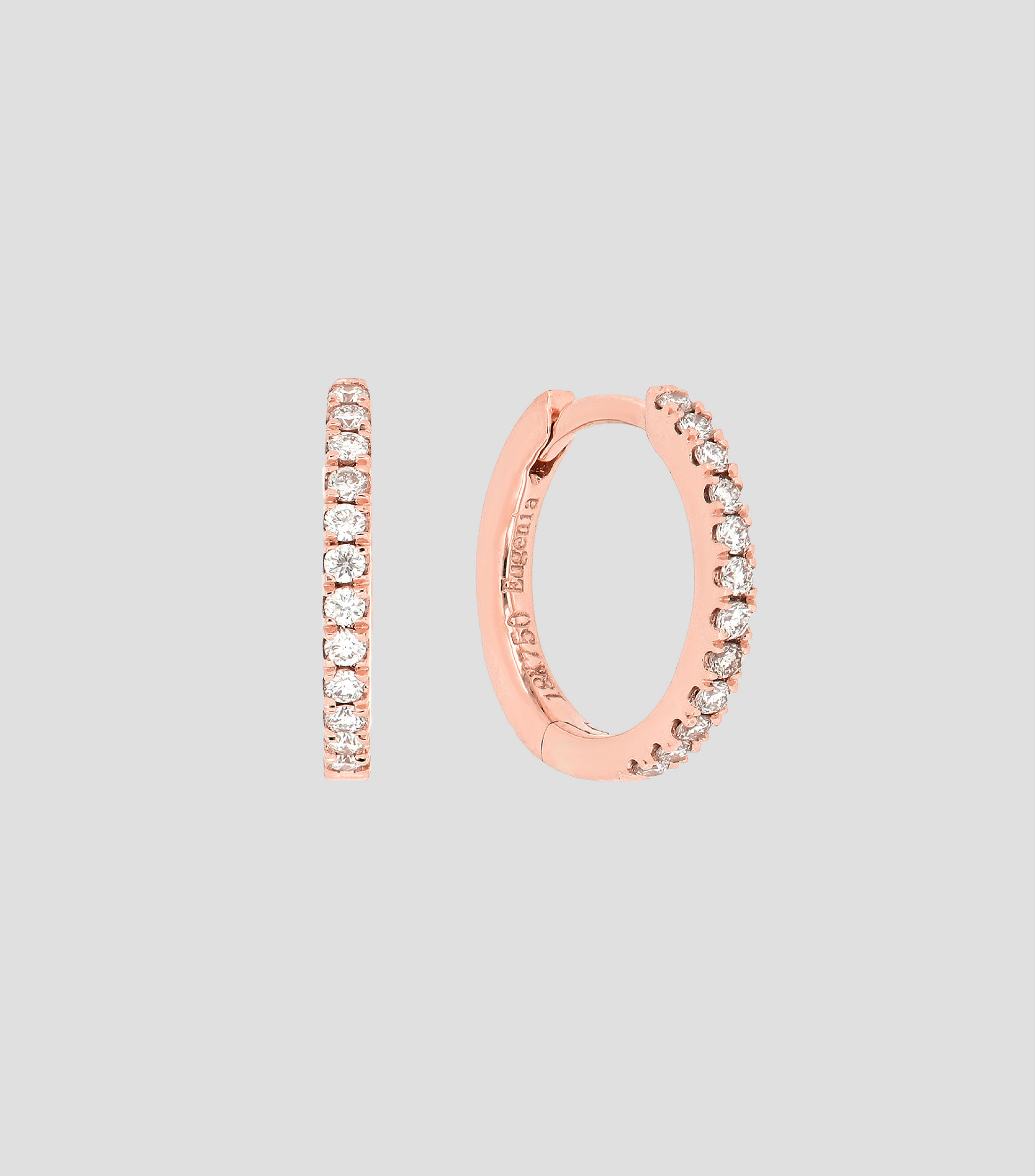Aretes en oro rosa de 18 Kts con diamante Mujer