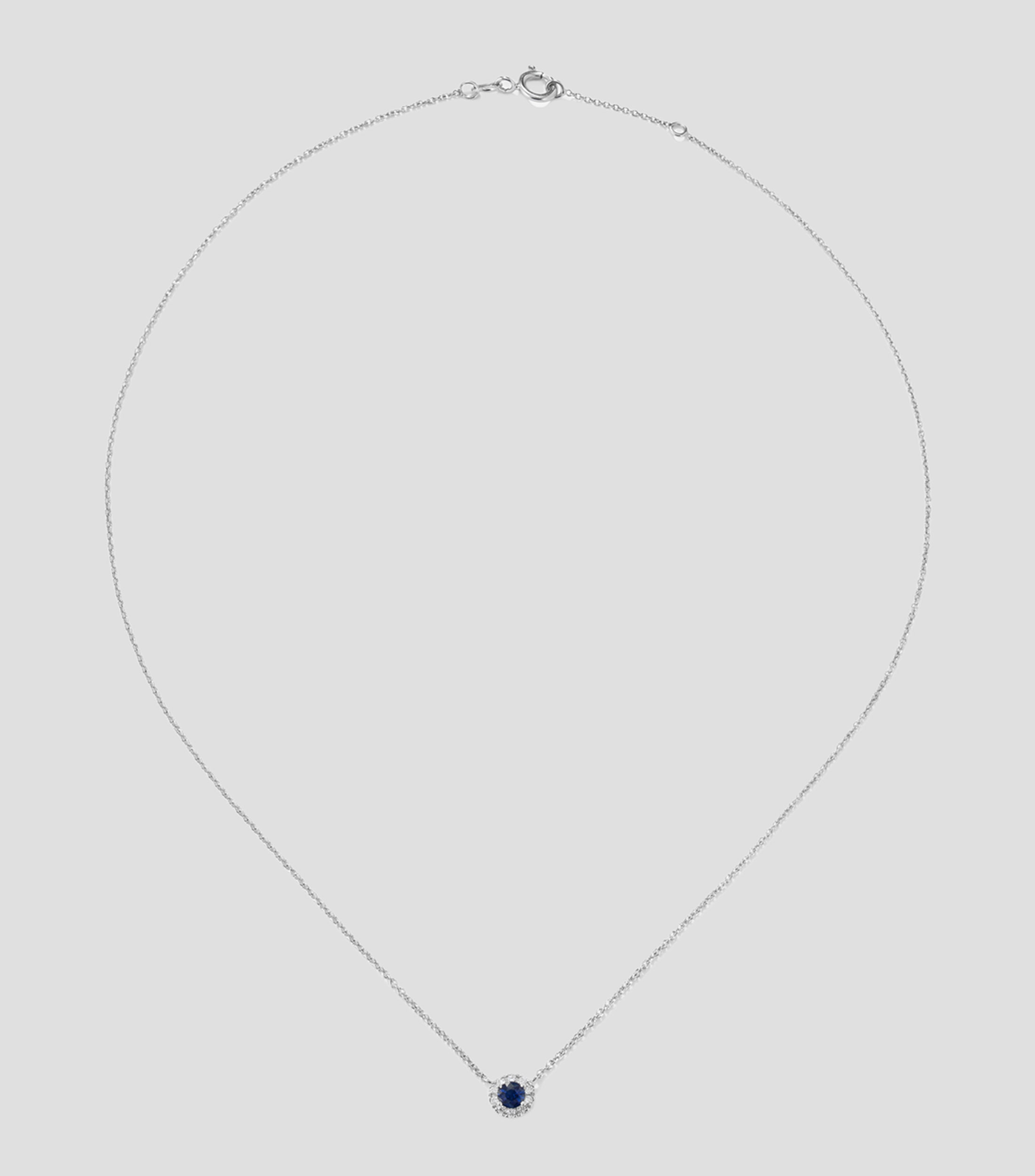 Collar en Oro blanco de 18 Kilates con zafiro azul y diamante Mujer