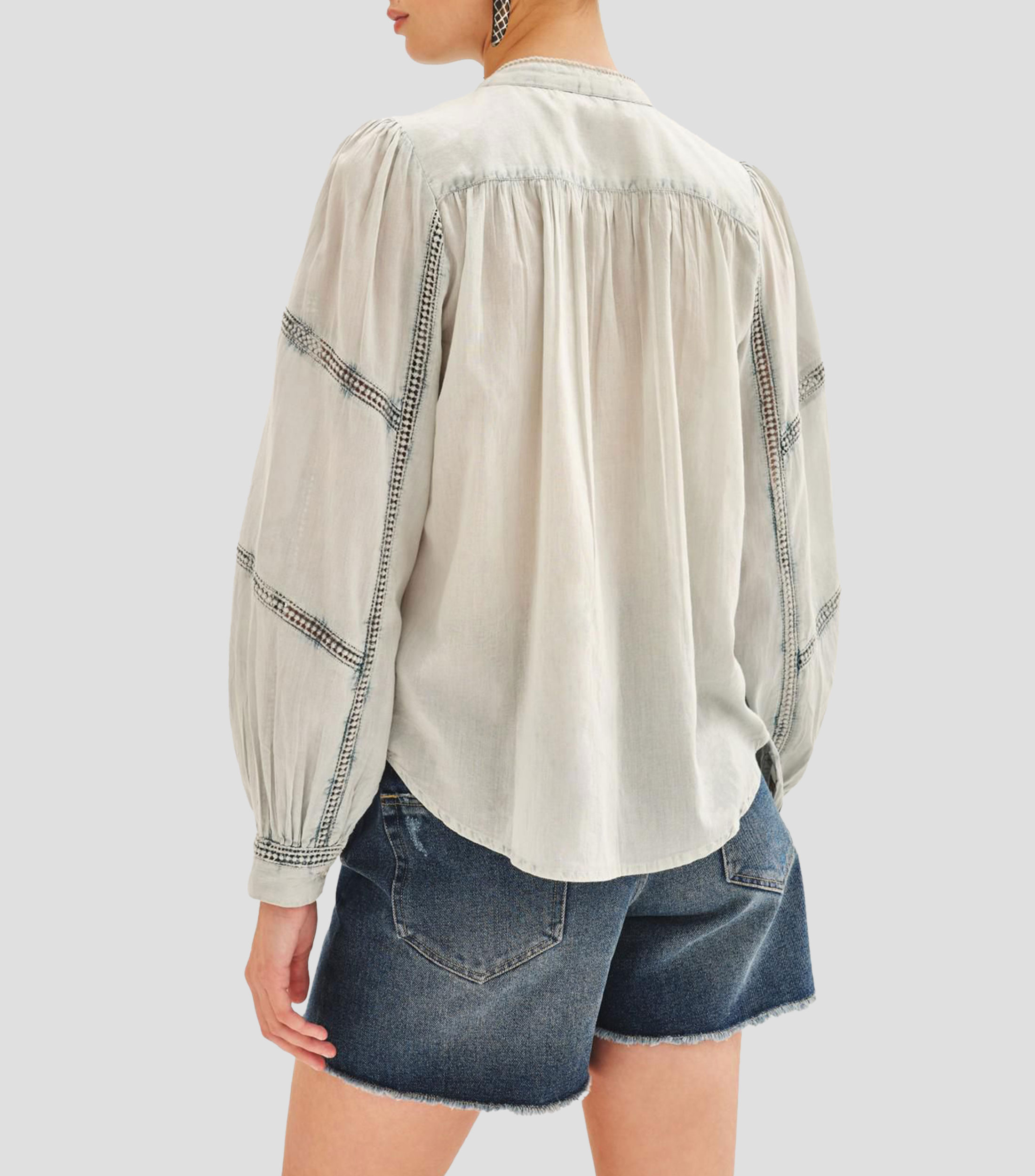 Blusa lisa manga larga Mujer