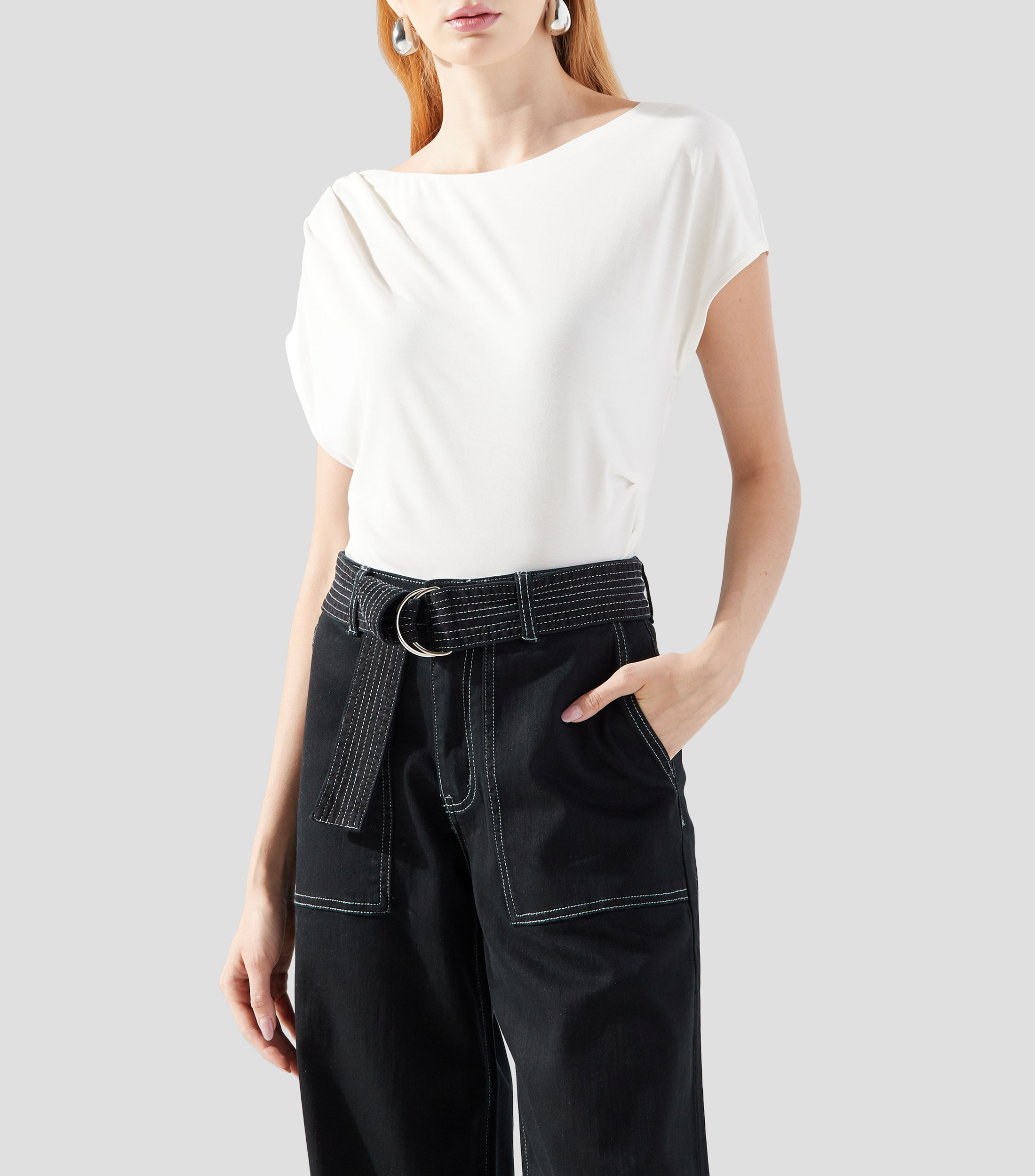 Blusa lisa manga corta Mujer