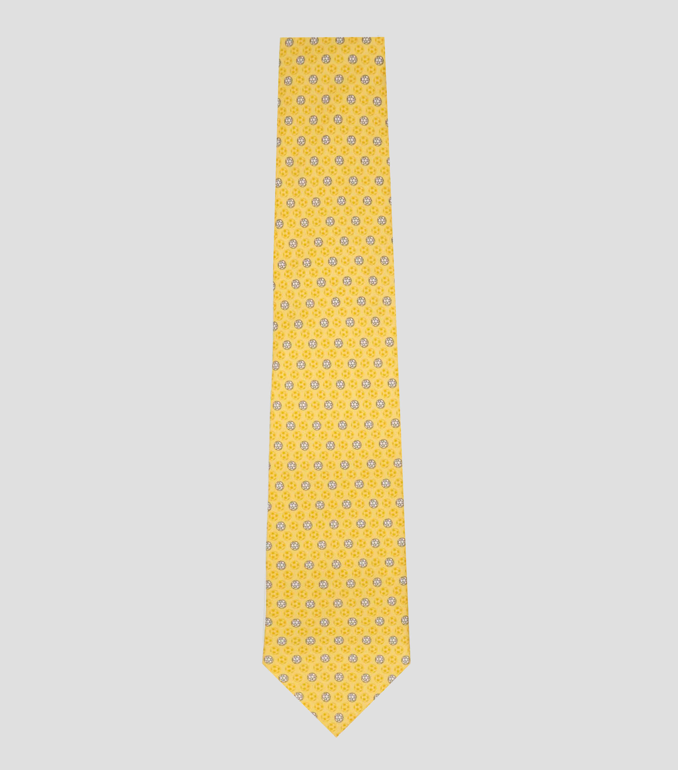Corbata ancha en seda amarilla estampada