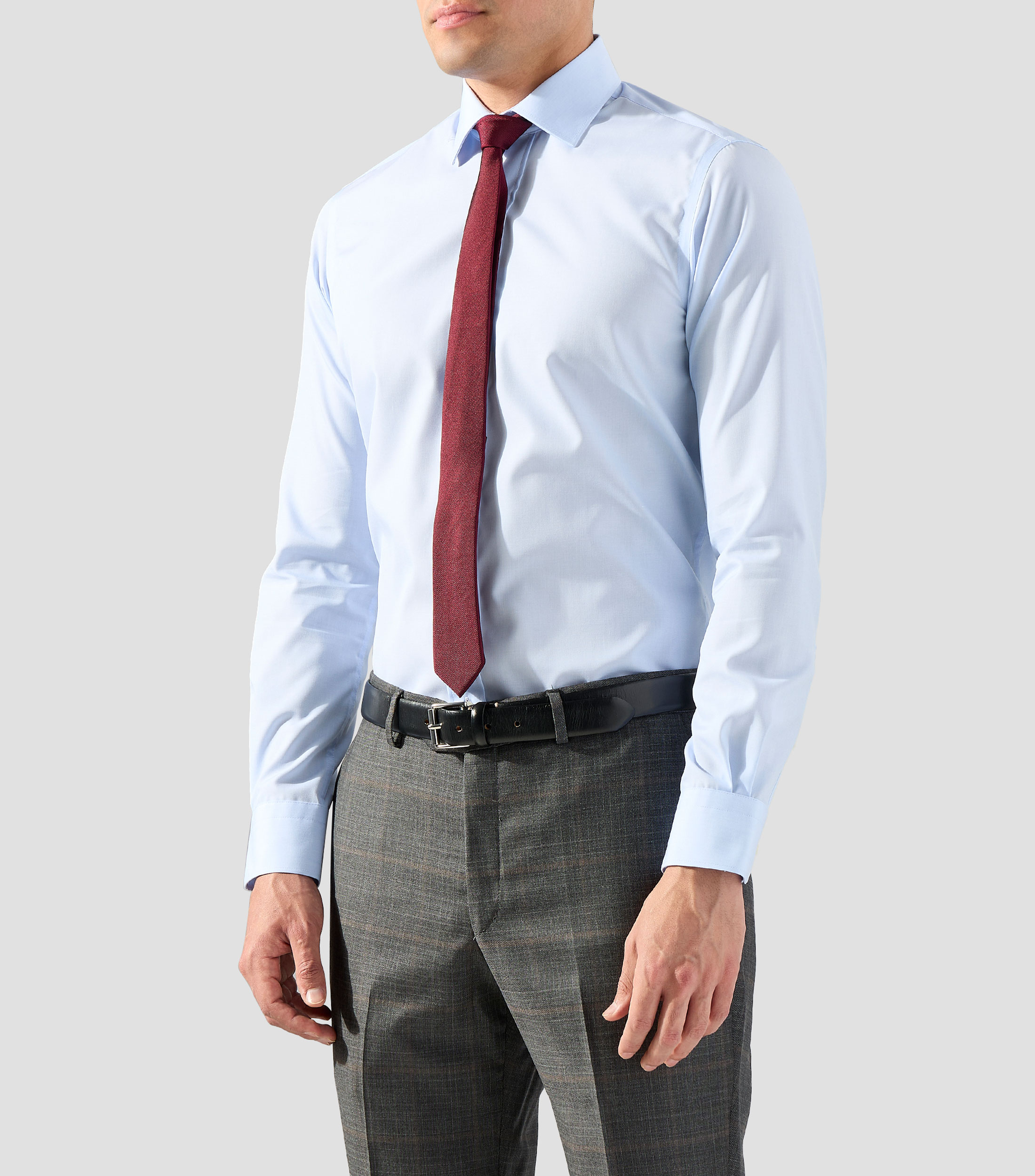 Camisa lisa con manga larga Hombre
