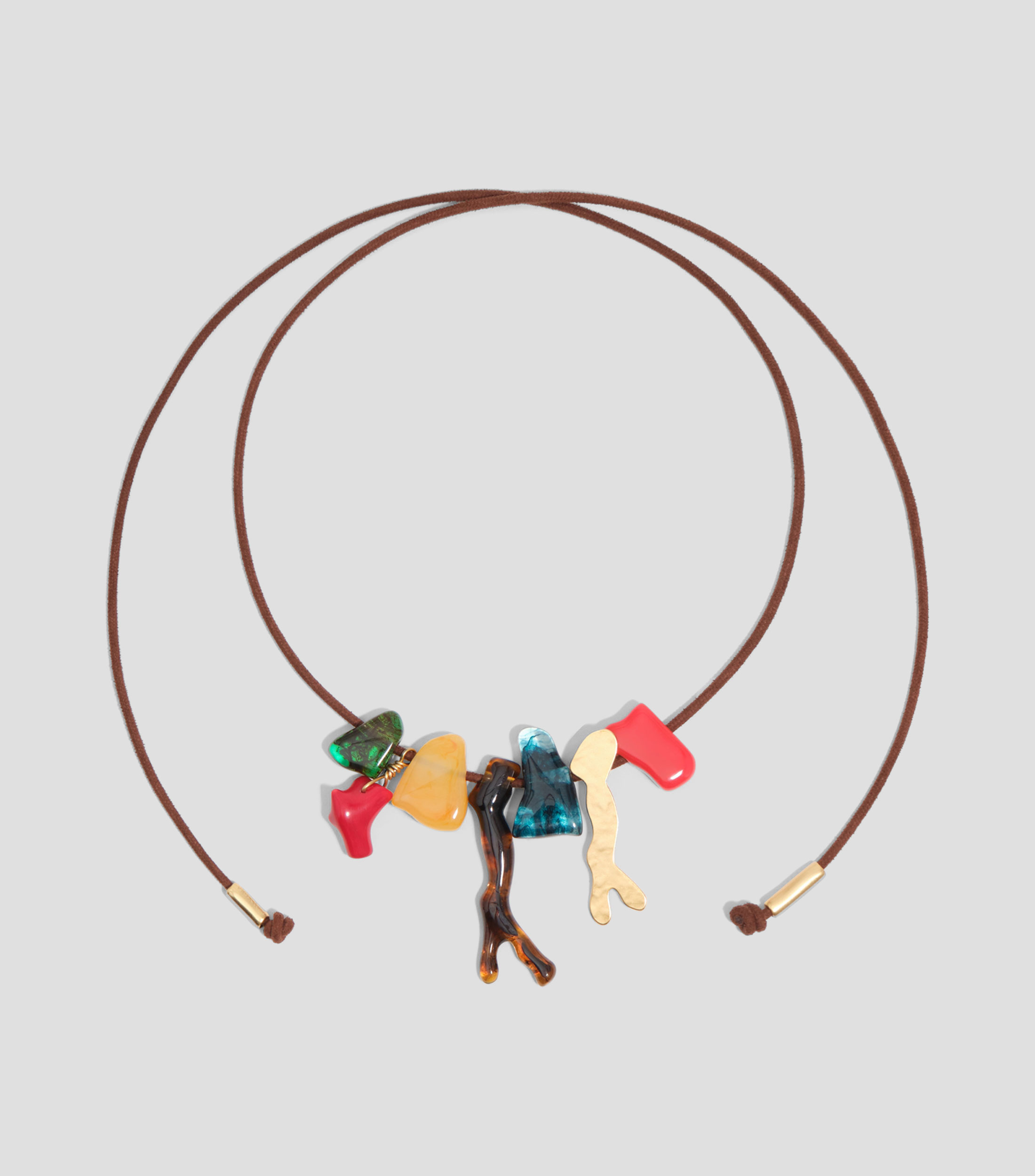 Collar corales y piedras resina ámbar Mujer