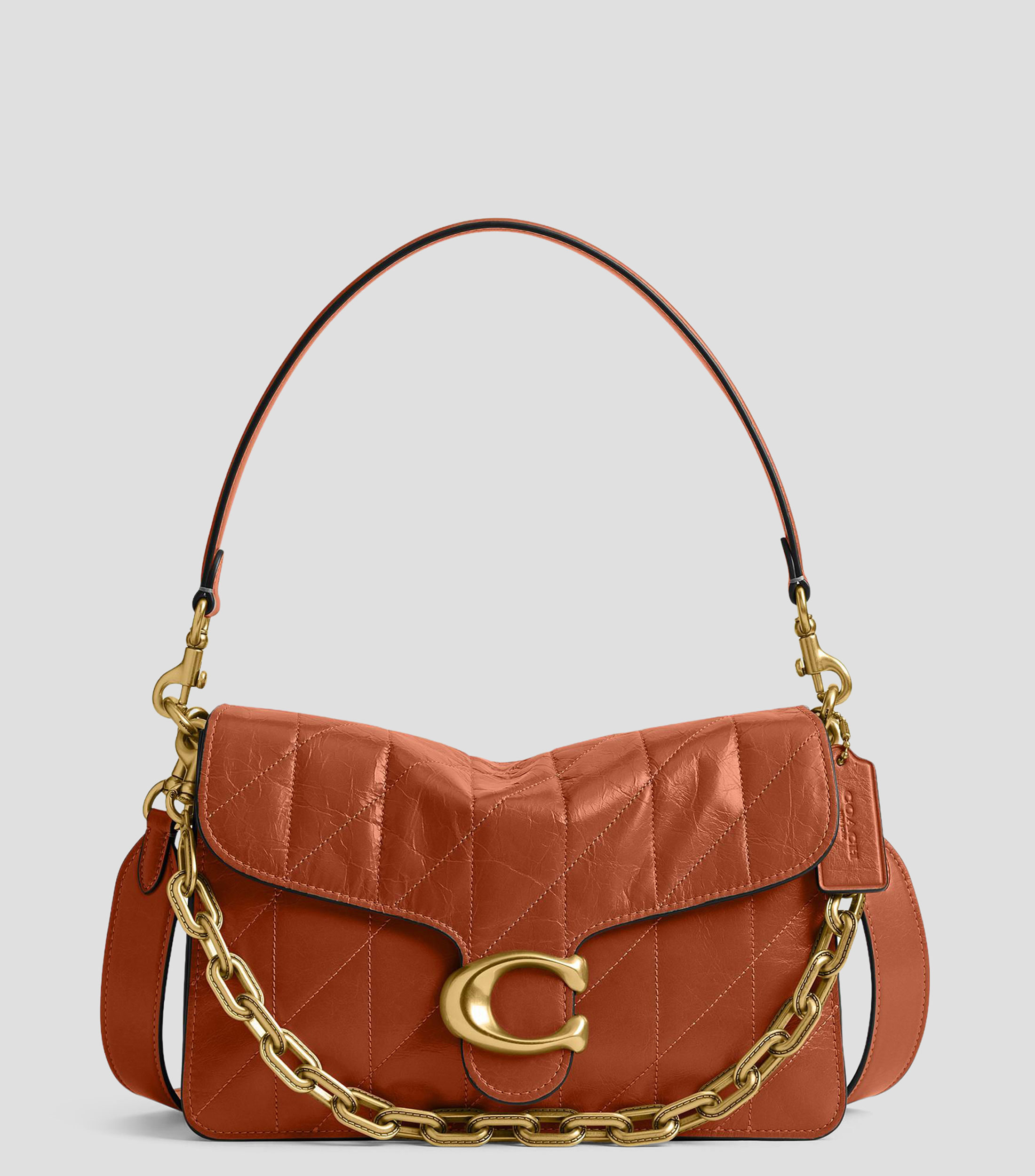 Bolsa shoulder café en piel Chain Tabby lisa Mujer