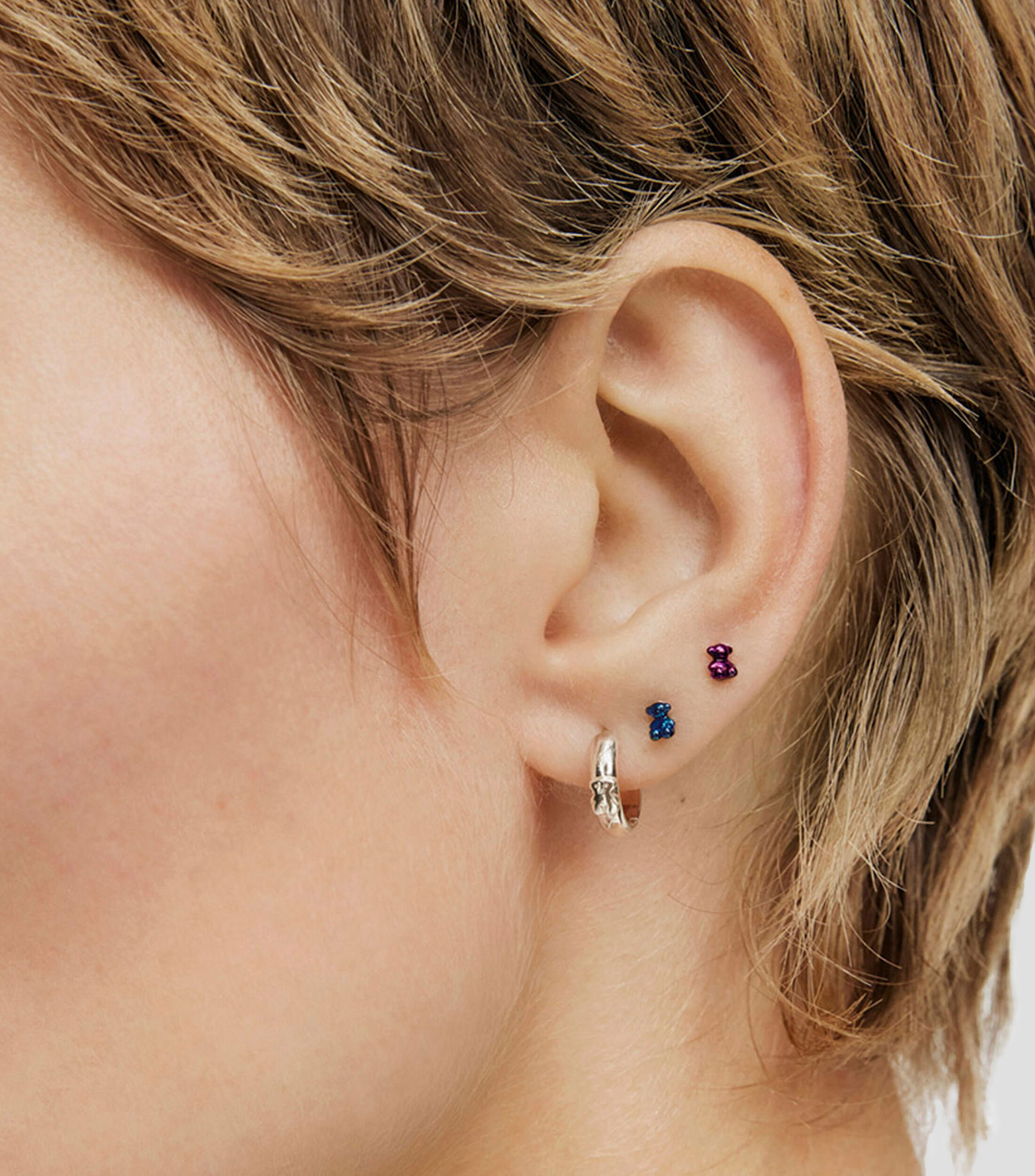 Set 2 Piercing para oreja con forma de oso Mujer