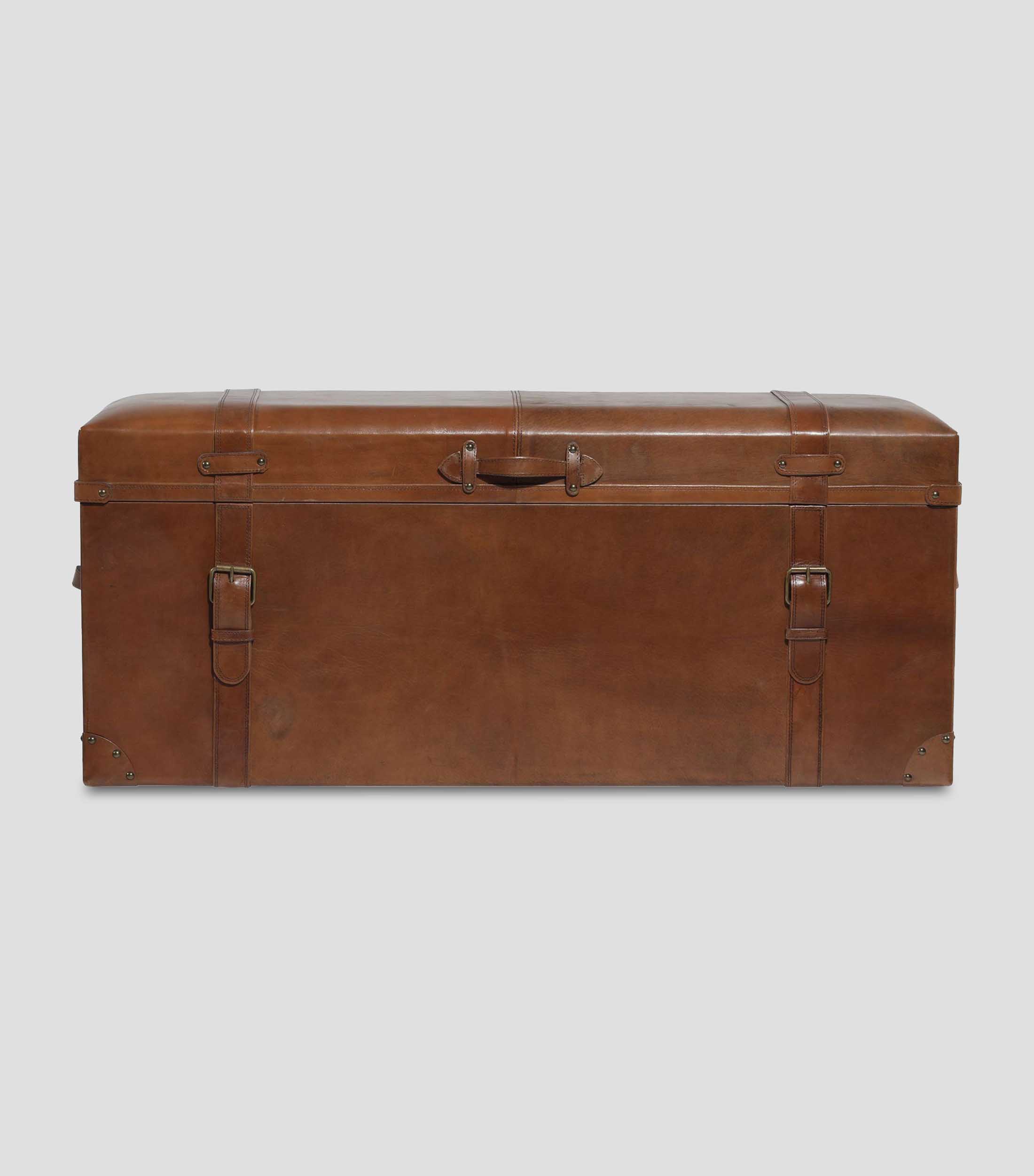 Pie de Cama Cushion en Piel Cognac