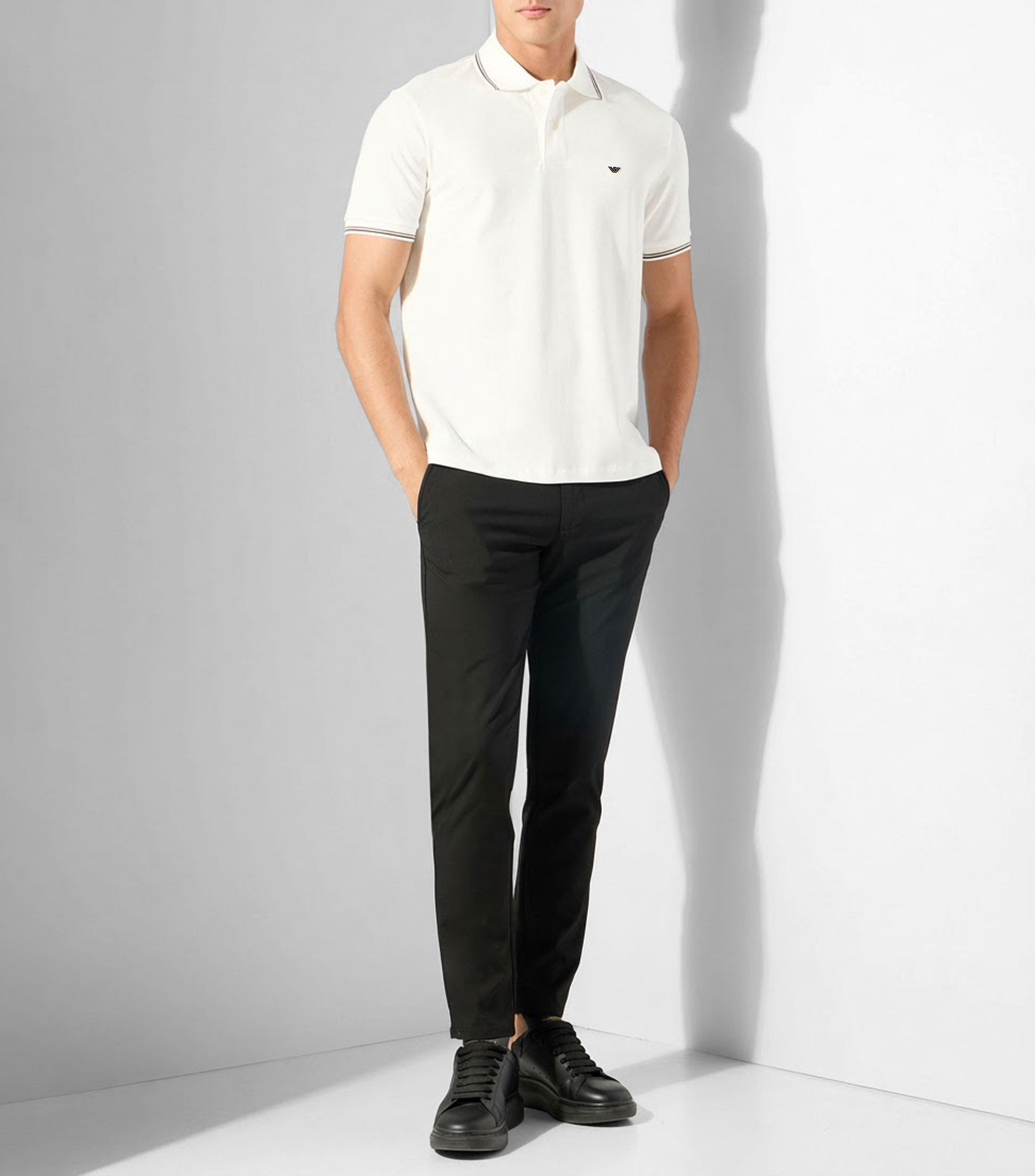 Playera tipo polo con manga corta lisa Hombre