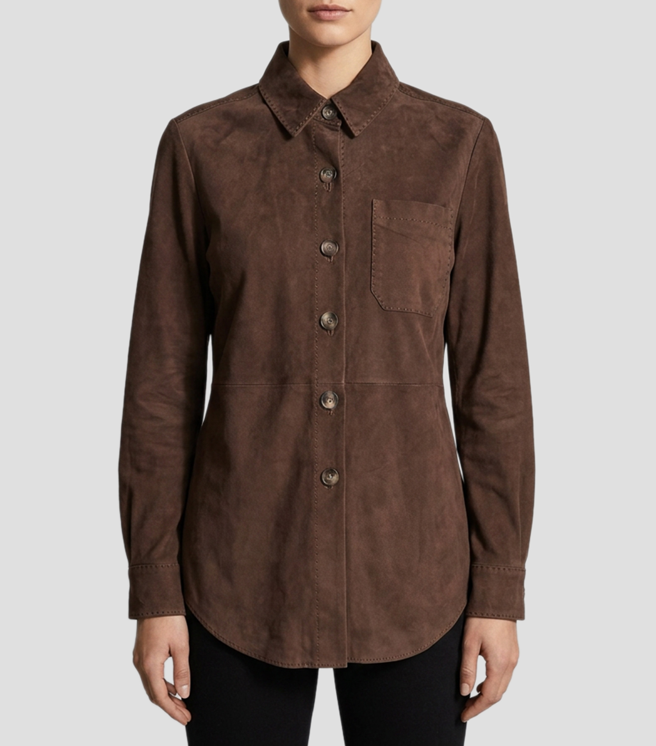 Camisa lisa manga larga Mujer