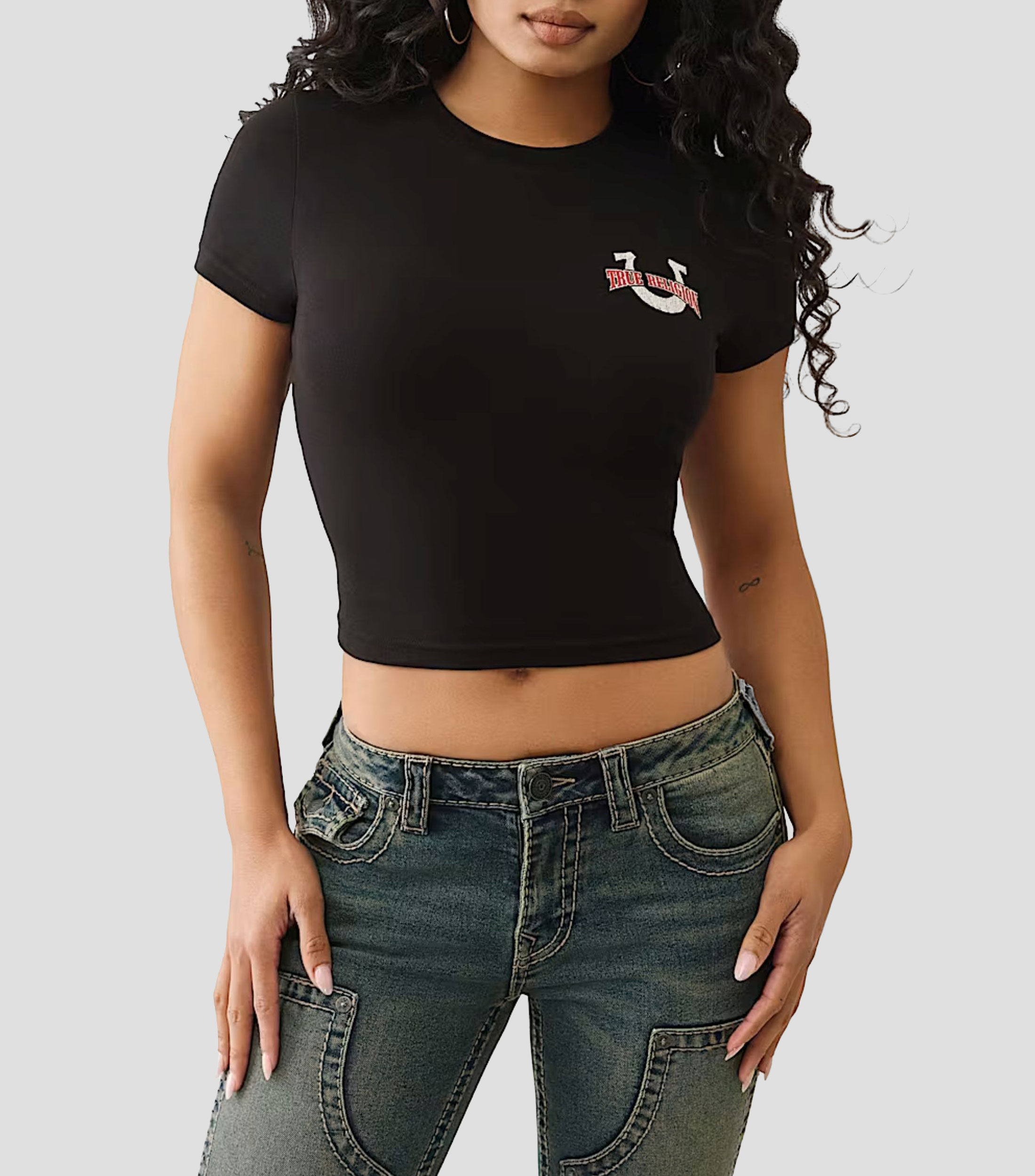 Playera cuello redondo manga corta lisa Mujer