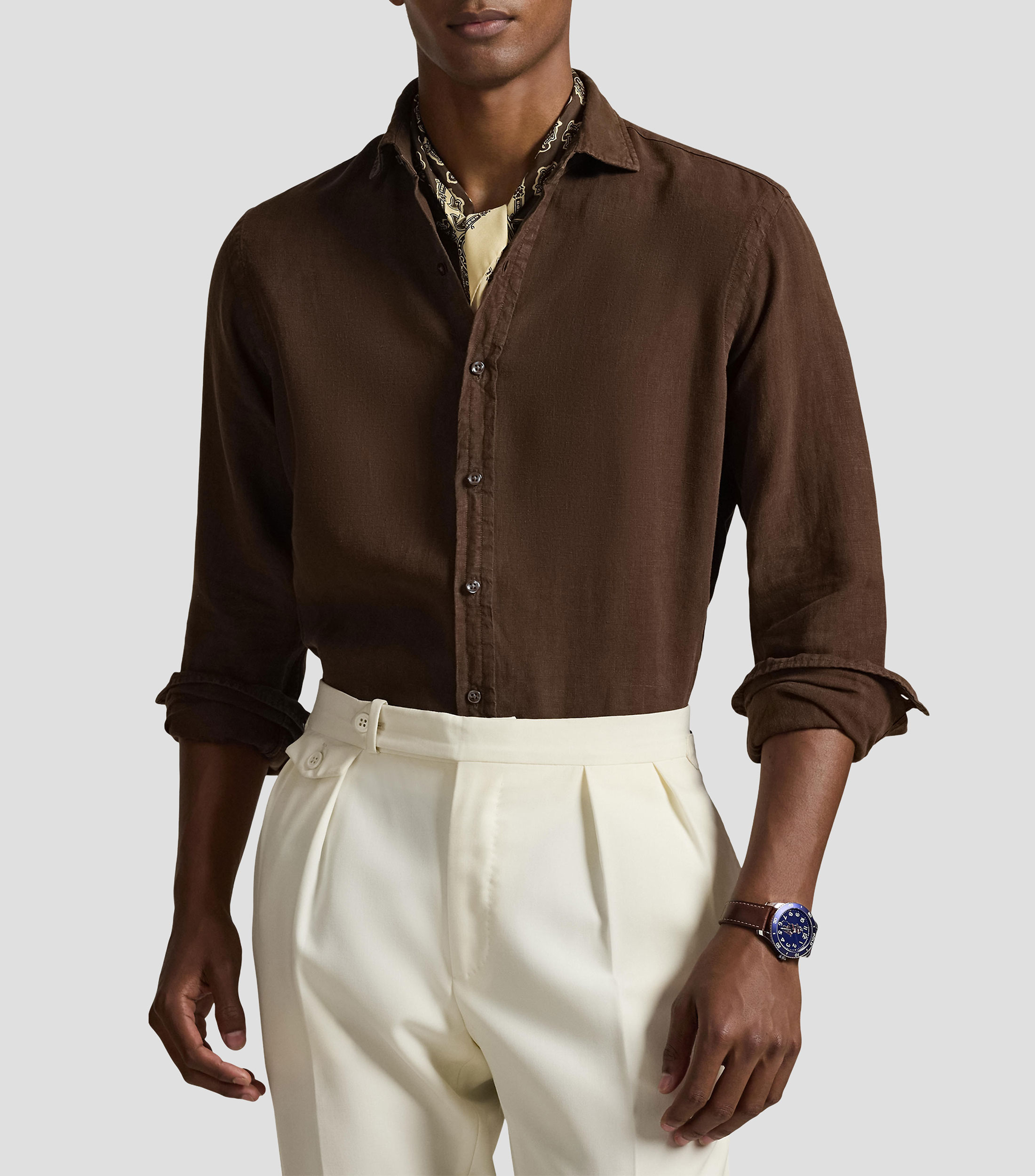 Camisa lisa manga larga Hombre