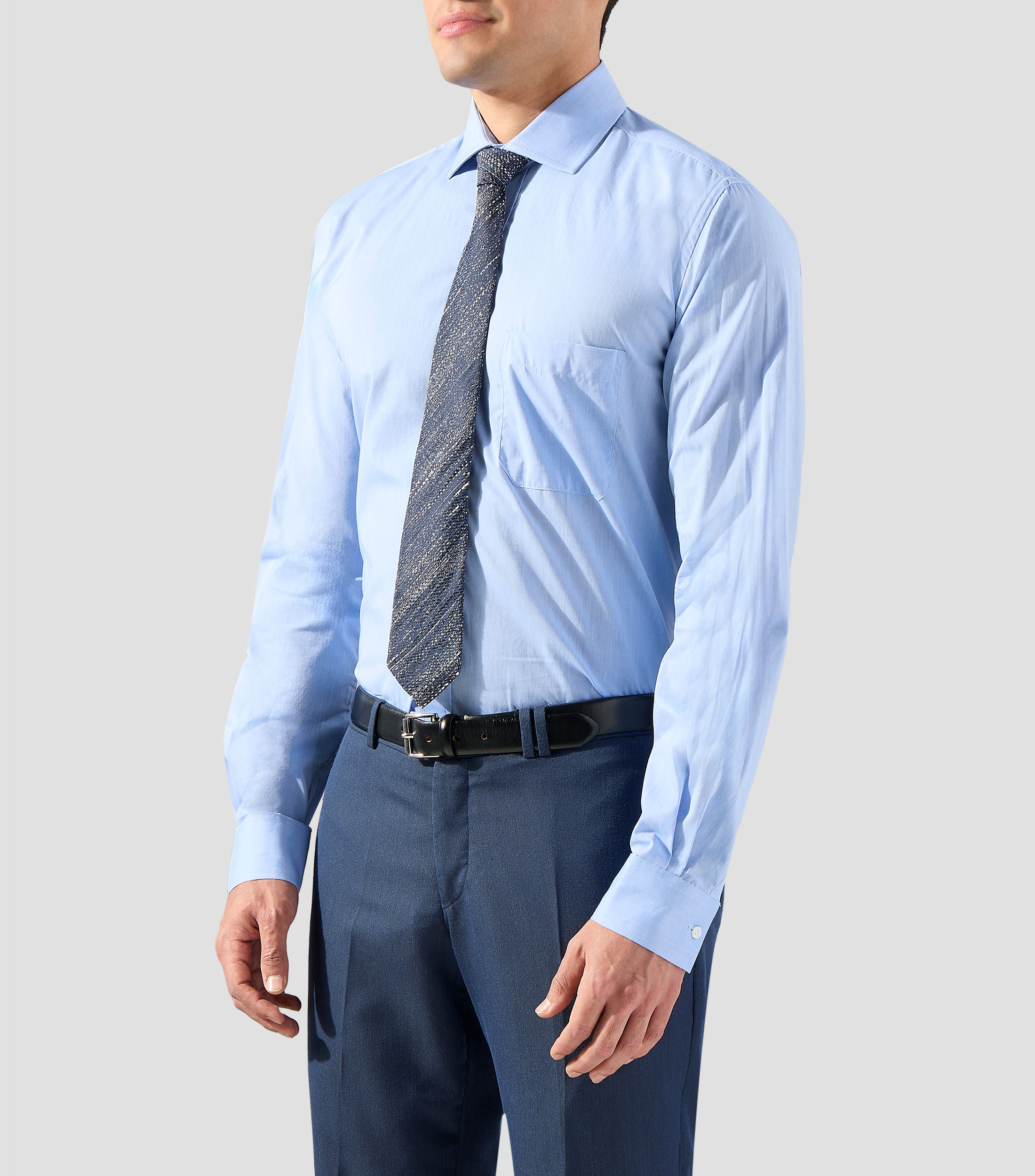 Camisa lisa con manga larga Hombre