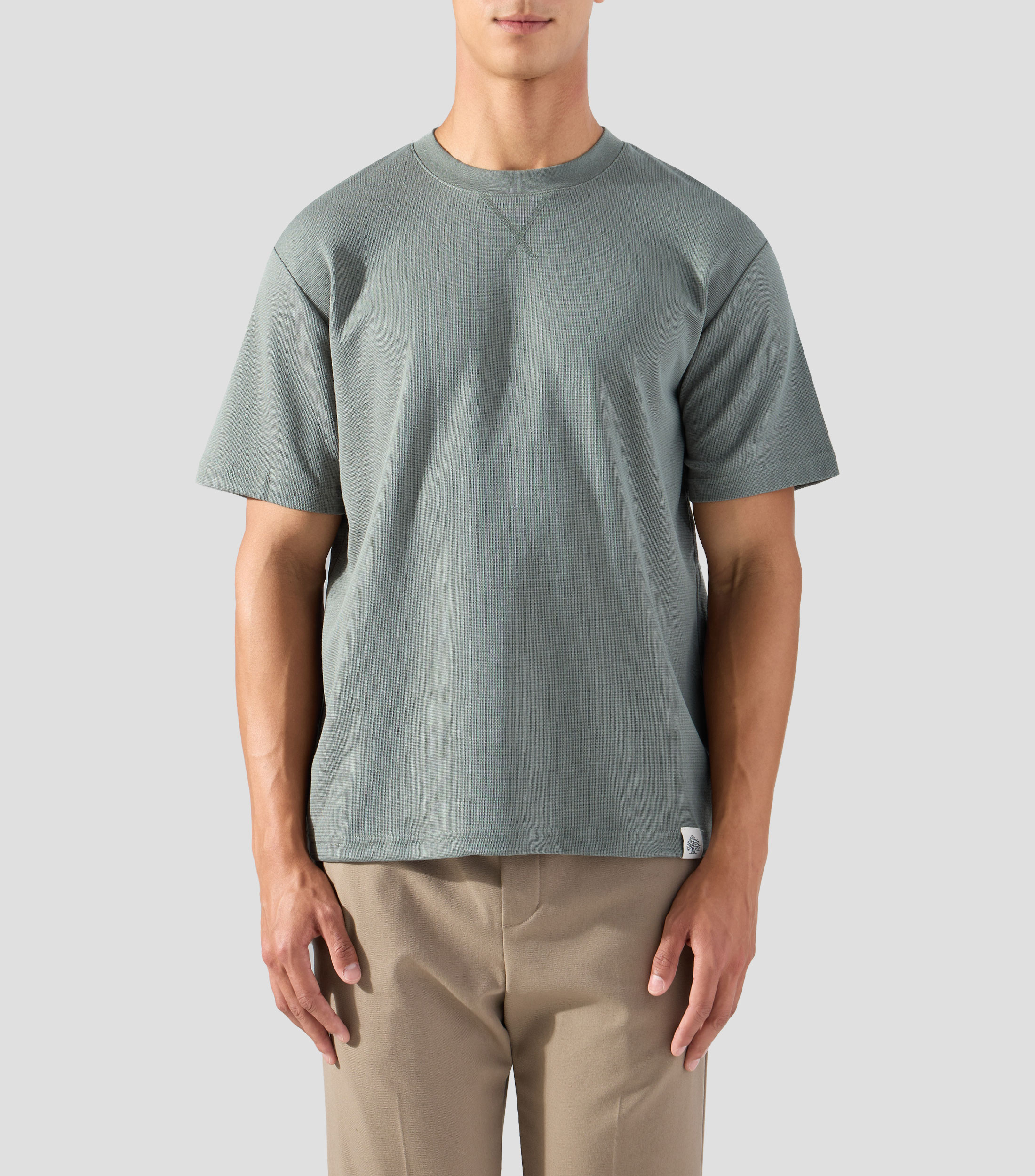 Playera de cuello redondo con manga corta lisa Hombre