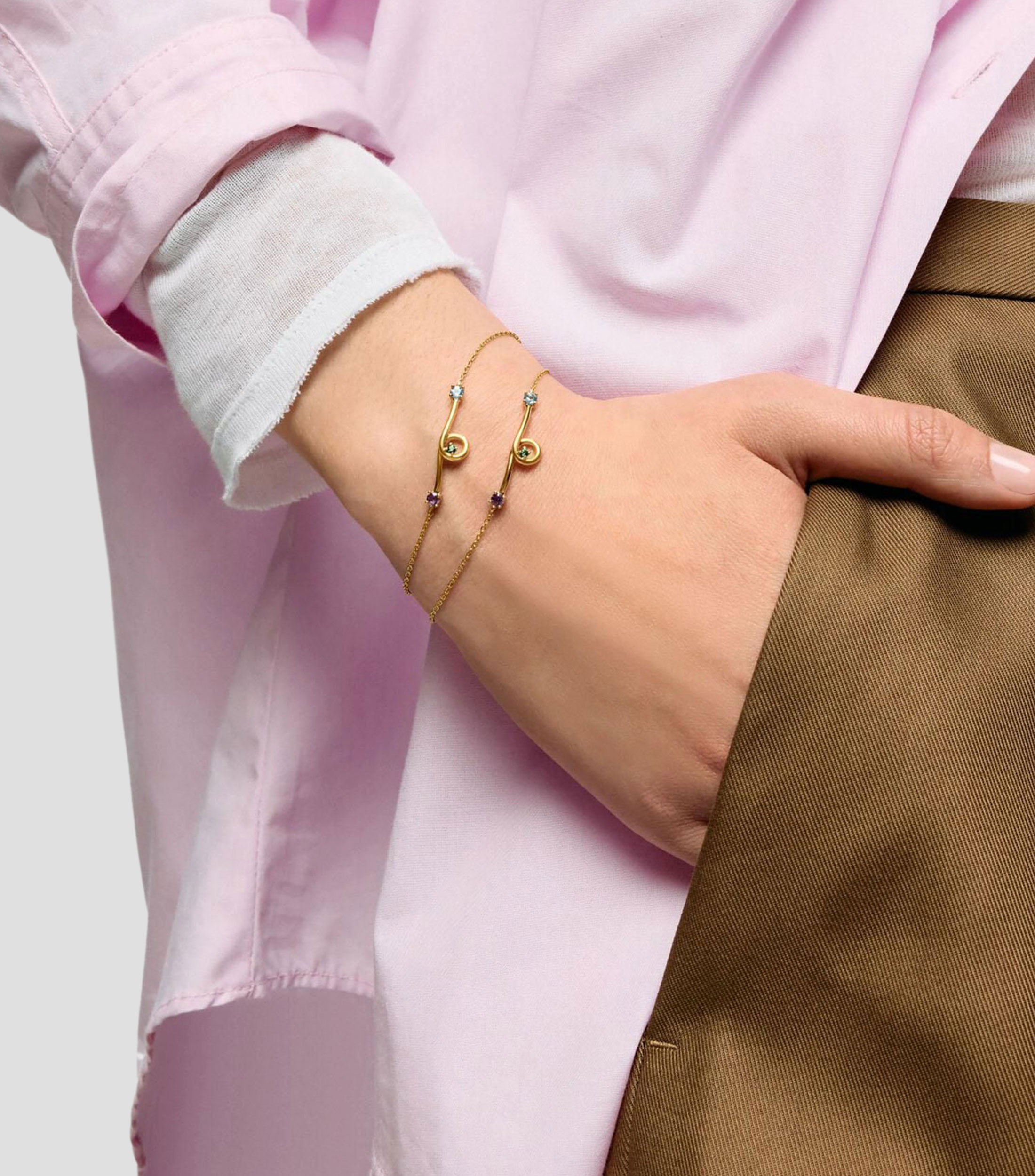 Pulsera cadena en plata Lio con gemas Mujer