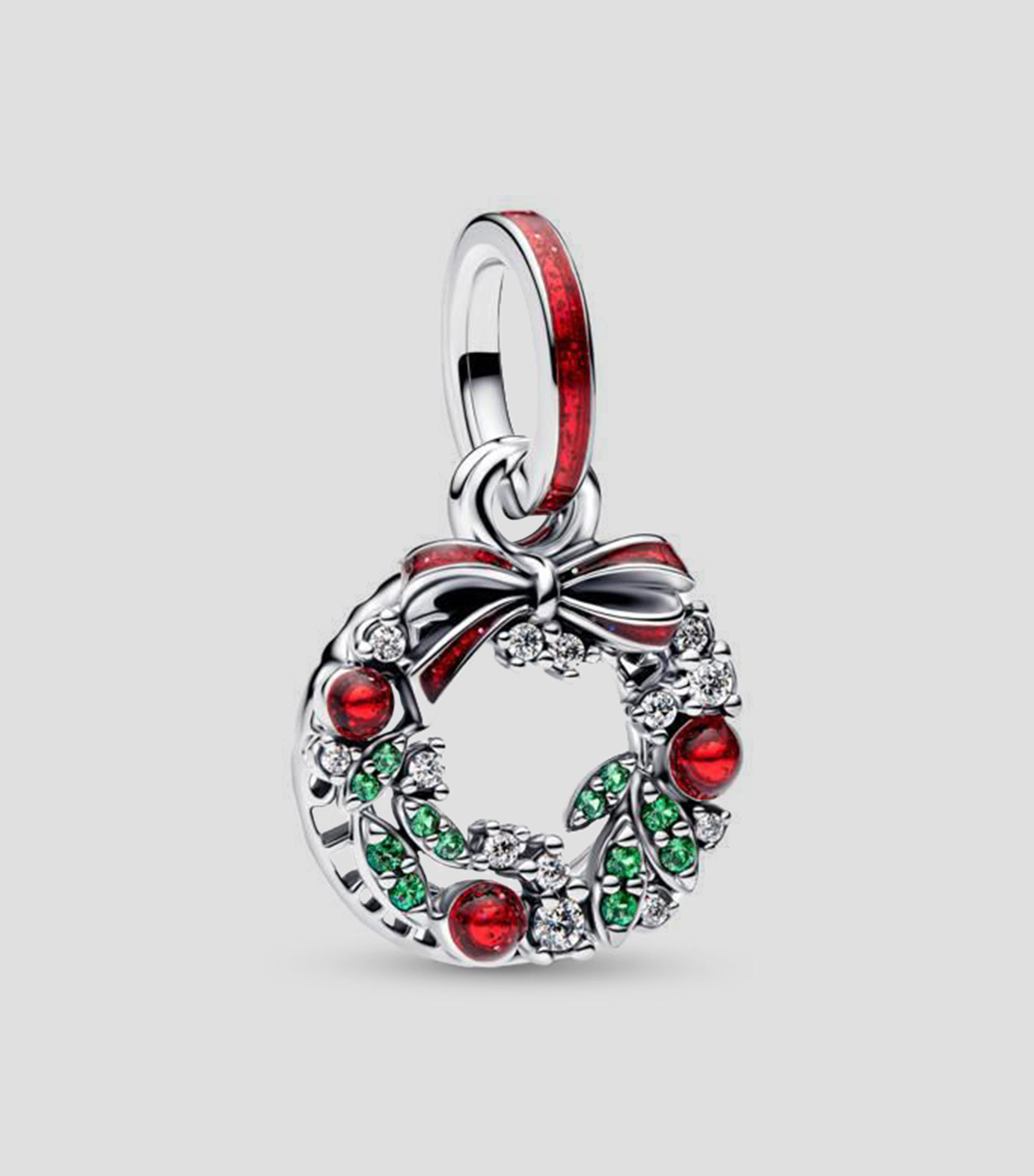 Charm de corona navideña en plata .925 con cristales Mujer