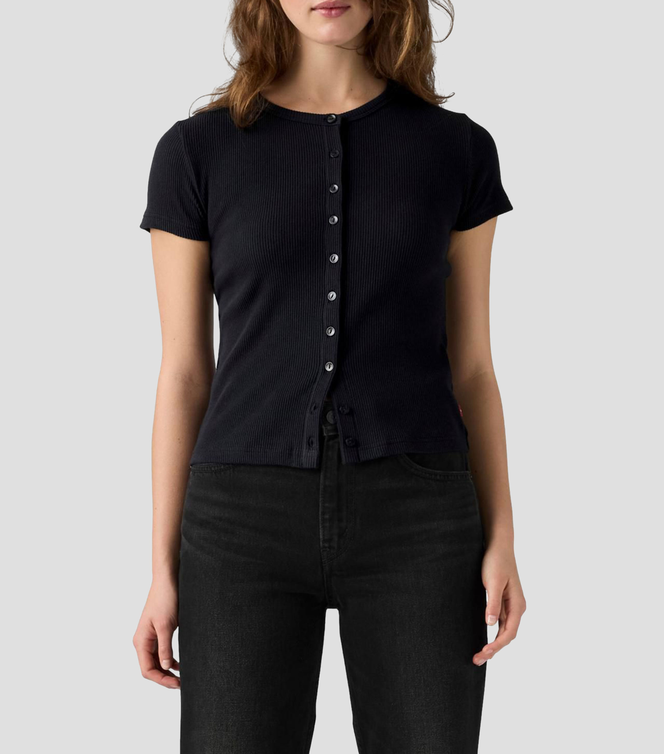 Playera cuello redondo manga corta sólida Mujer