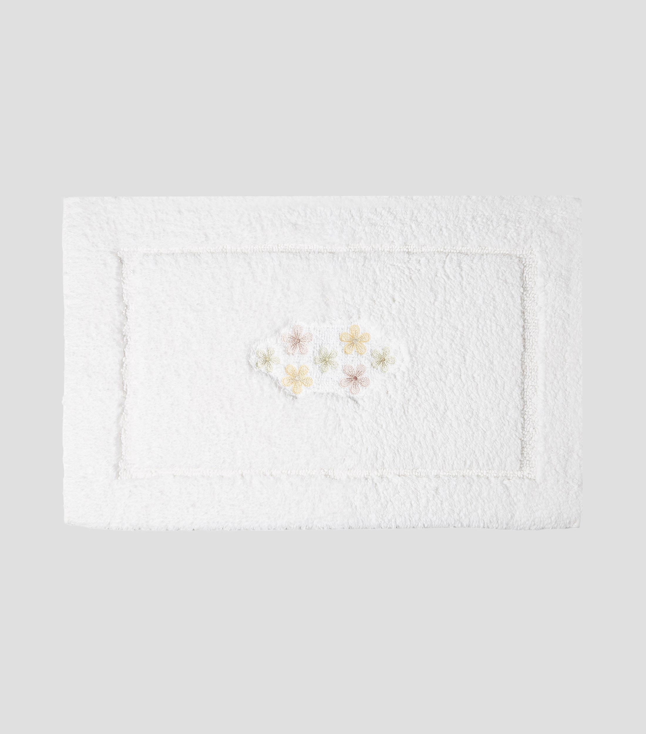 Set de tapete con toallas Flores blanco