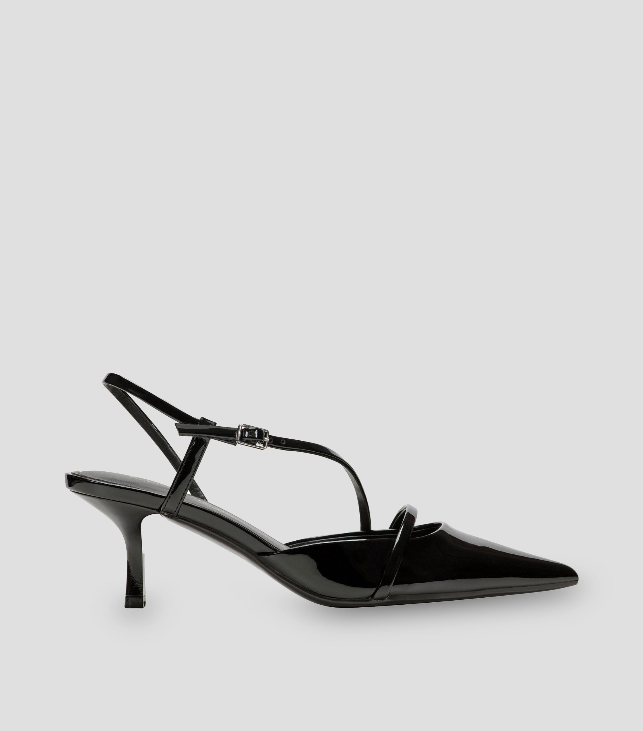 Zapatillas slip on con tacón delgado de 5 cm en piel Mujer