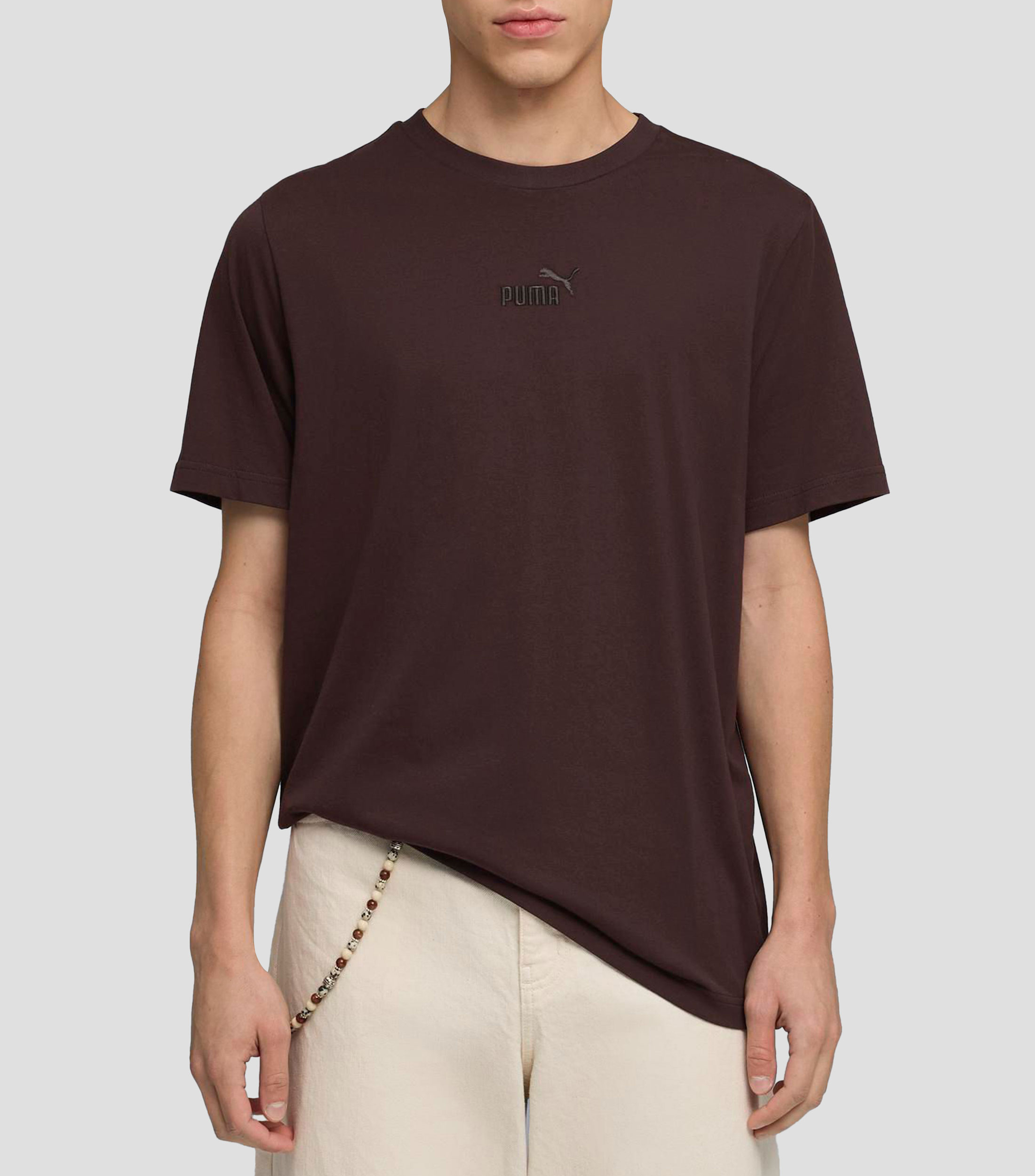 Playera de cuello redondo con manga corta lisa Hombre